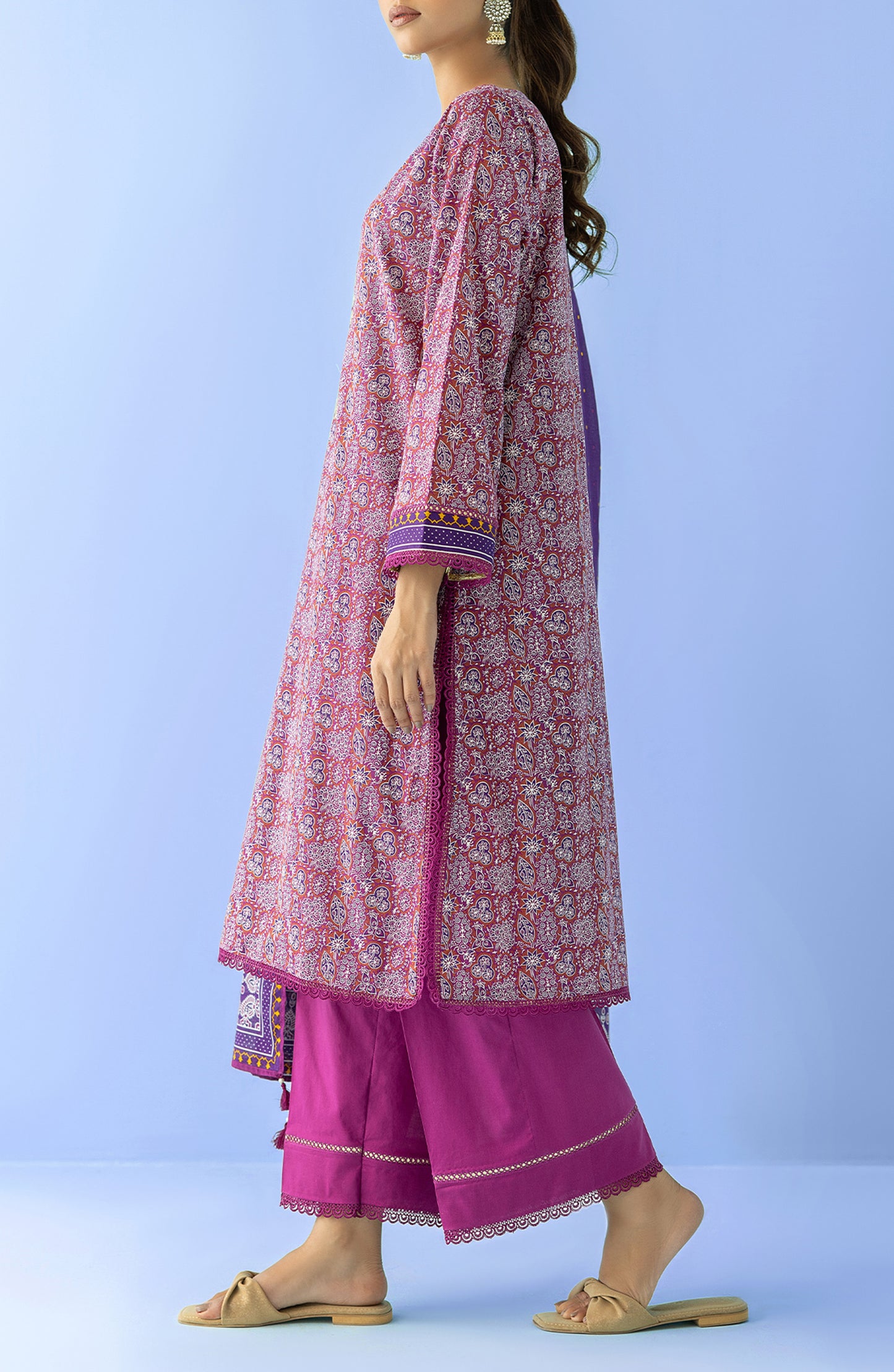 OTL-24-023/U PINK LAWN Women UNSTITCHED SHIRT DUPATTA PANTS