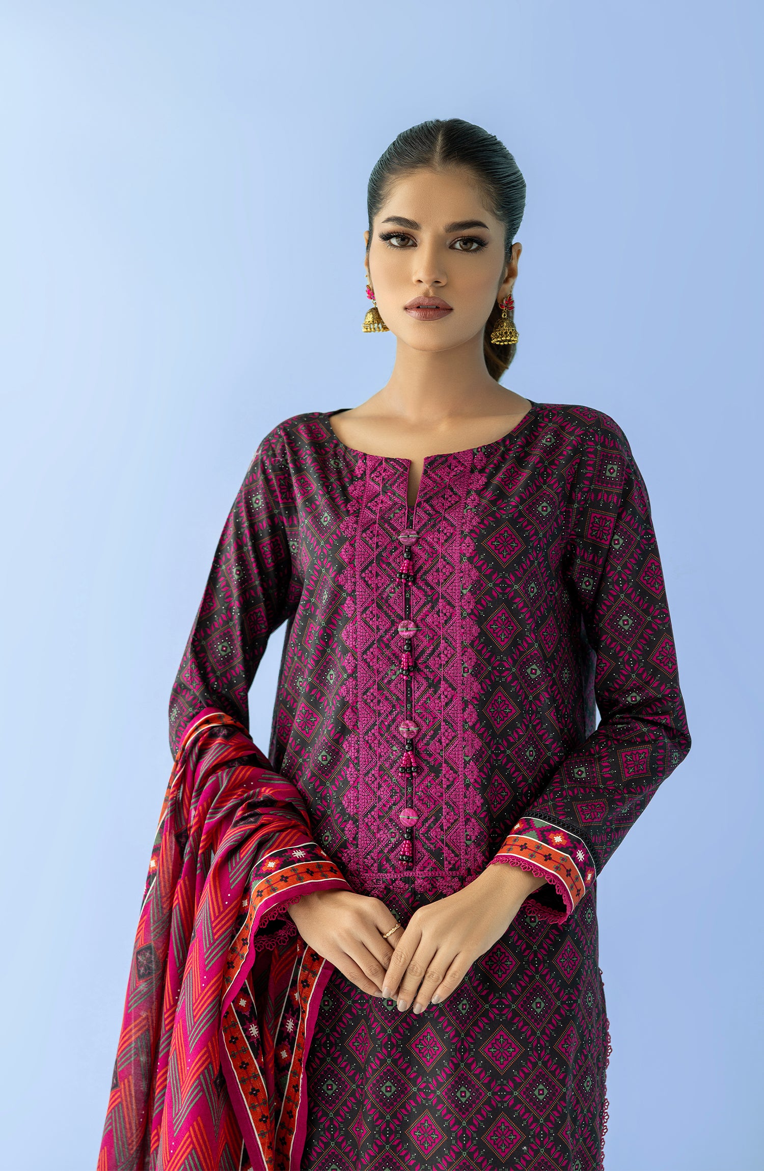 NRDS-24-002/S BLACK LAWN  READY TO WEAR SHIRT DUPATTA