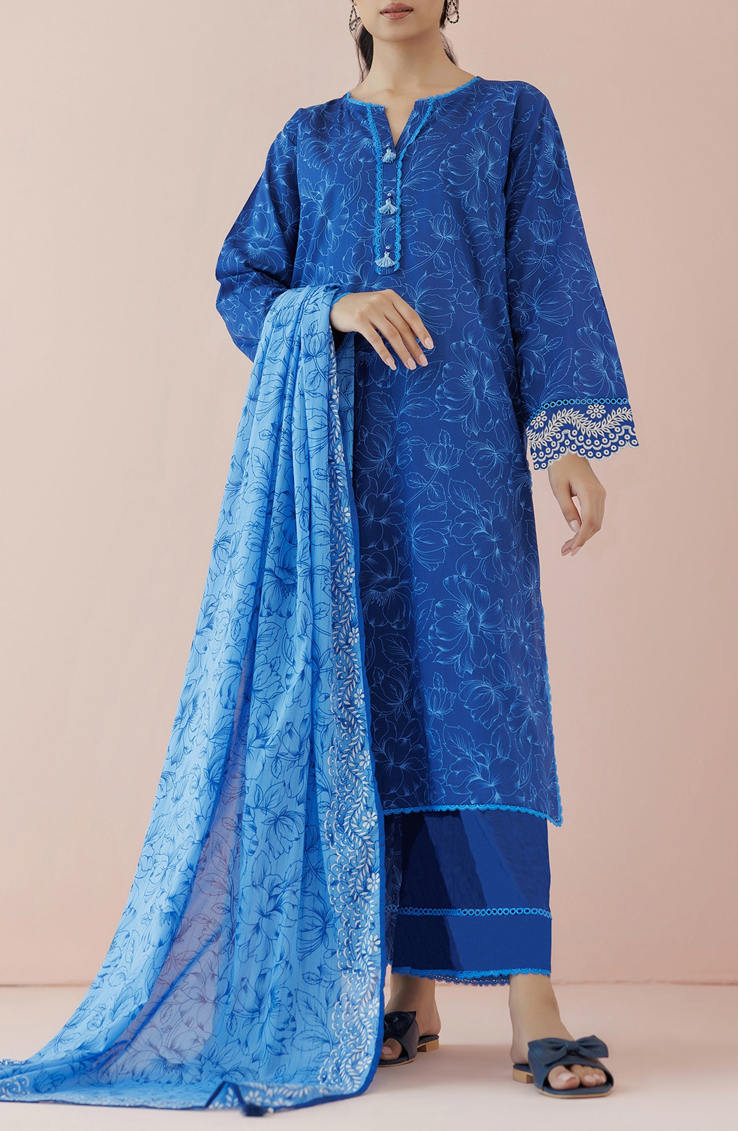 OTL-24-010/U BLUE LAWN Women UNSTITCHED SHIRT DUPATTA PANTS