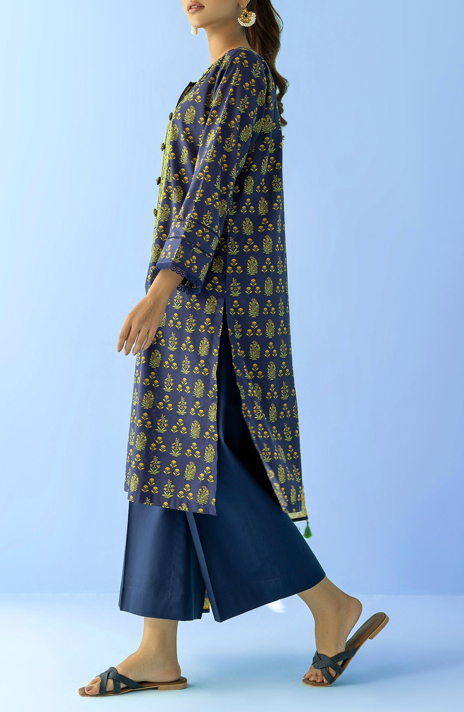 Stitched 2 Piece Printed Embroidered Lawn Shirt and Lawn Dupatta (NRDS-24-025/S BLUE)