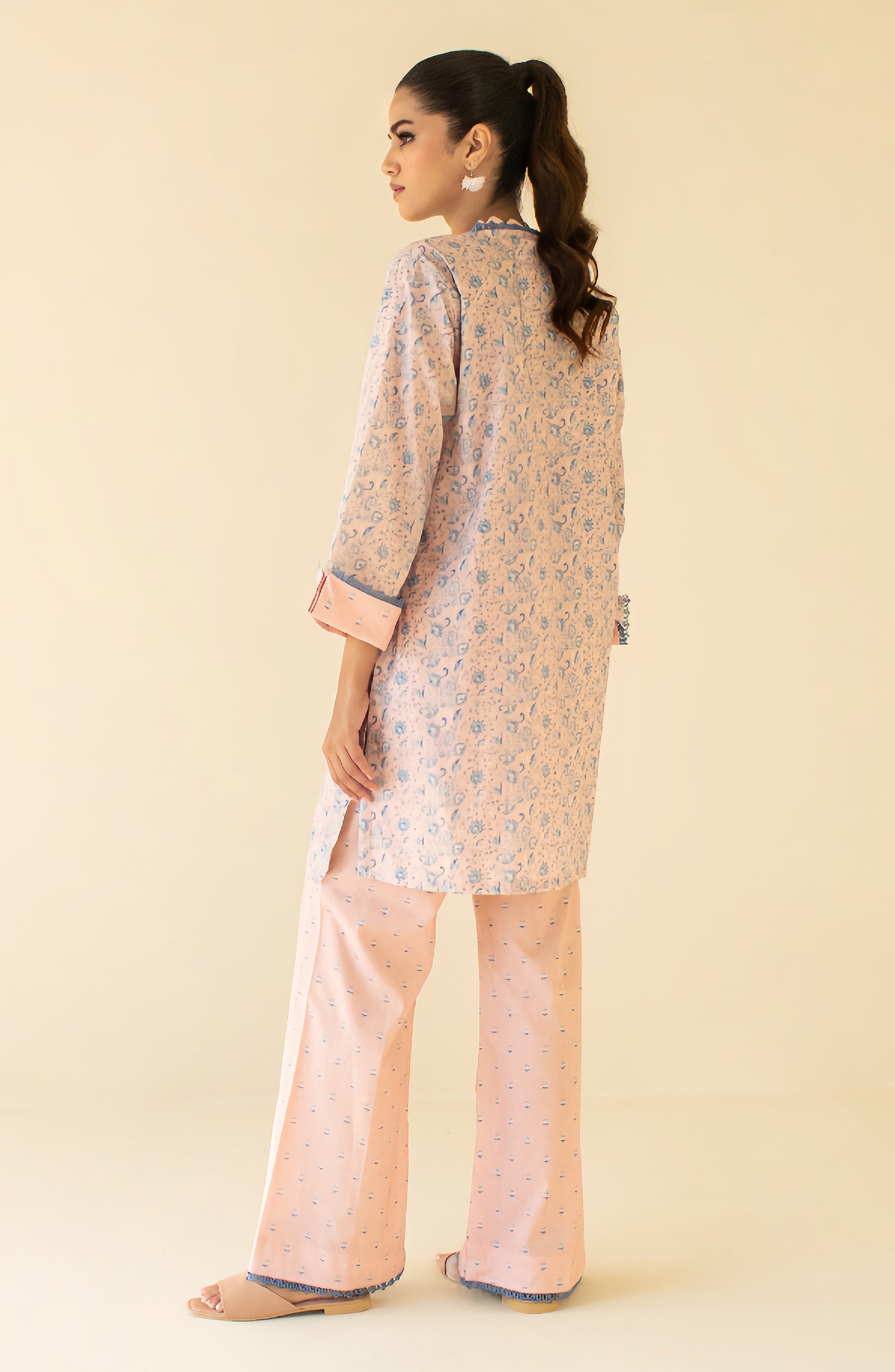 Stitched 2 Piece Printed Cotton Viscose Shirt and Cotton Viscose Pant  (WRCV24S-2002/S PINK)