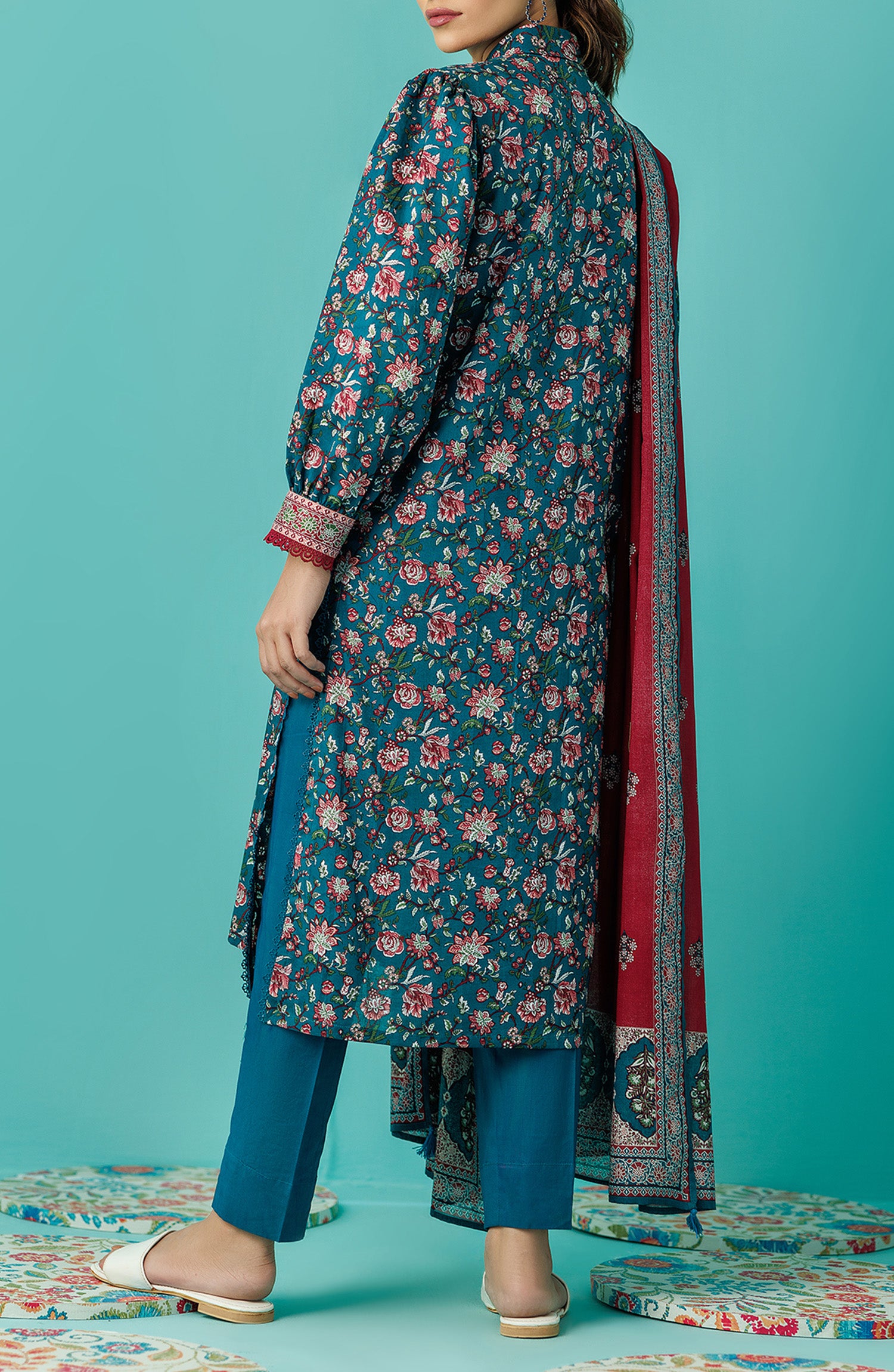 OTL-24-079/U TEAL LAWN Women UNSTITCHED SHIRT DUPATTA PANTS