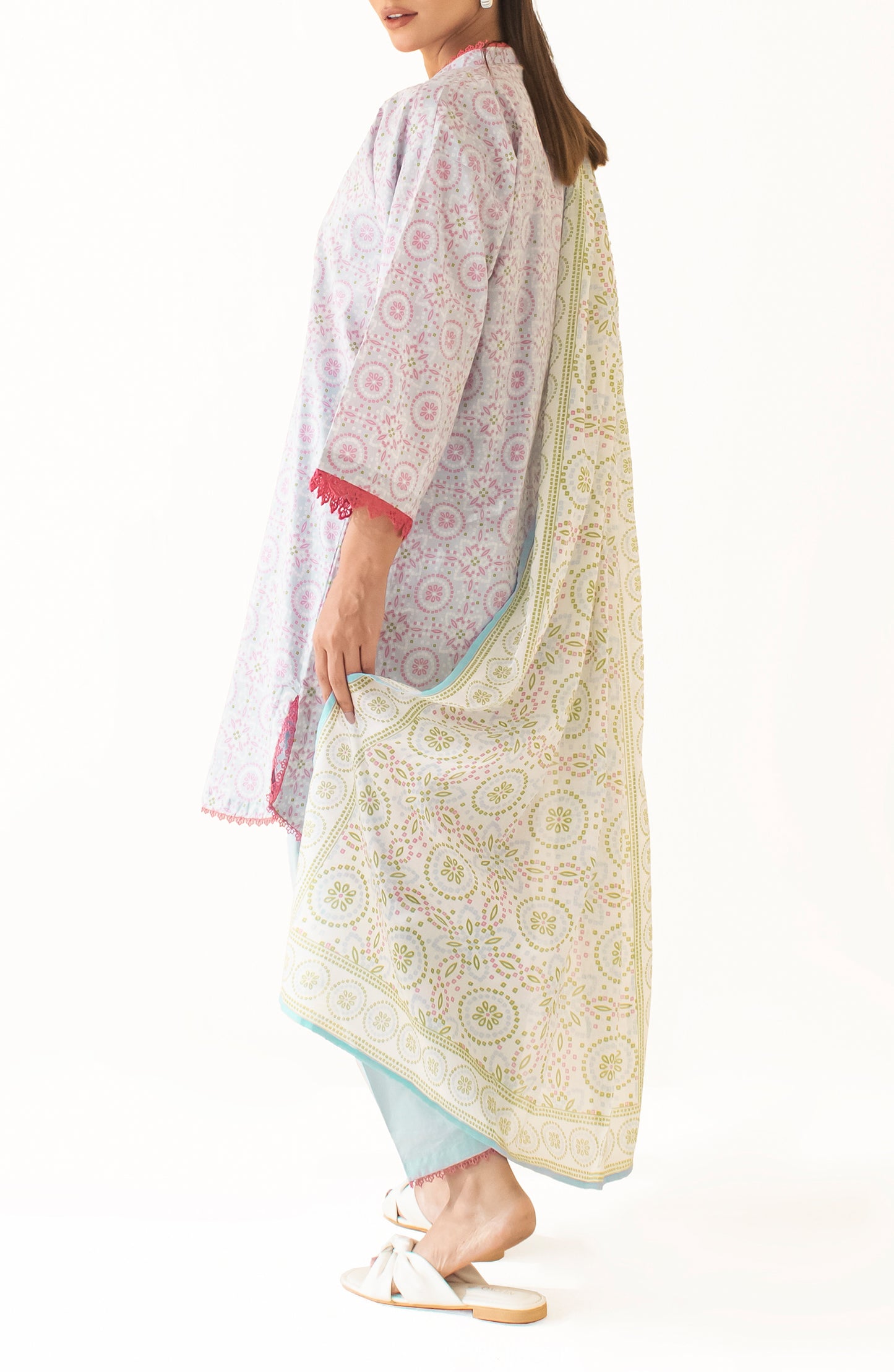 Unstitched Shirt & Dupatta with Printed Trouser - OTL-24-393