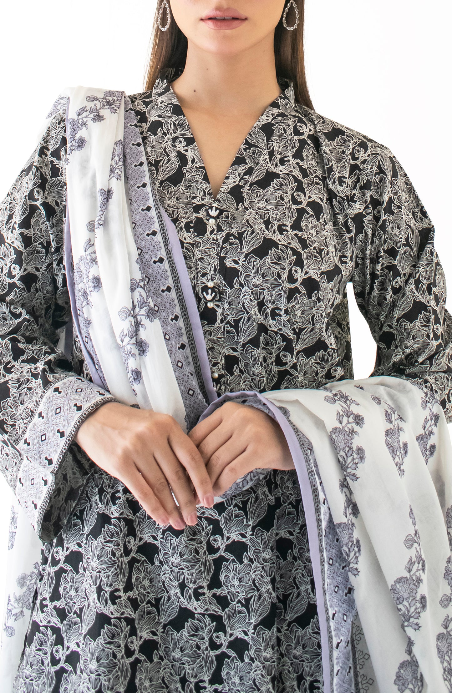 Unstitched Shirt & Dupatta with Printed Trouser - OTL-24-213