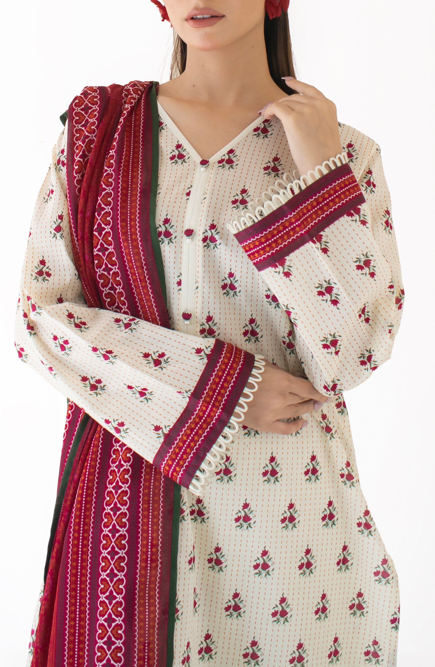 Unstitched Shirt & Dupatta with Plain Trouser - OTL-24-402