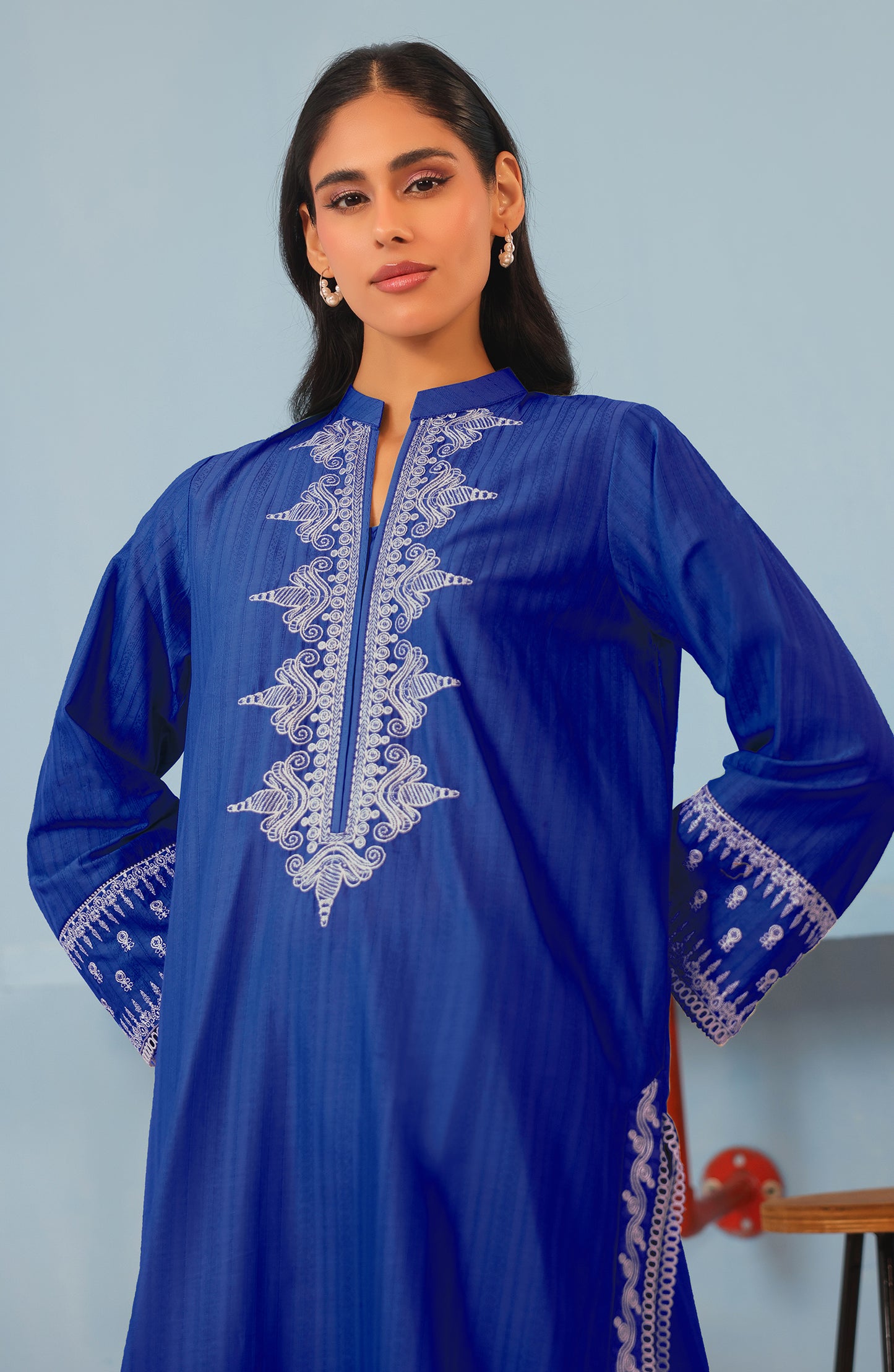 Stitched 2 Piece Embroidered Jacquard Shirt and Jacquard Pant  (WRHJ23W-2024)