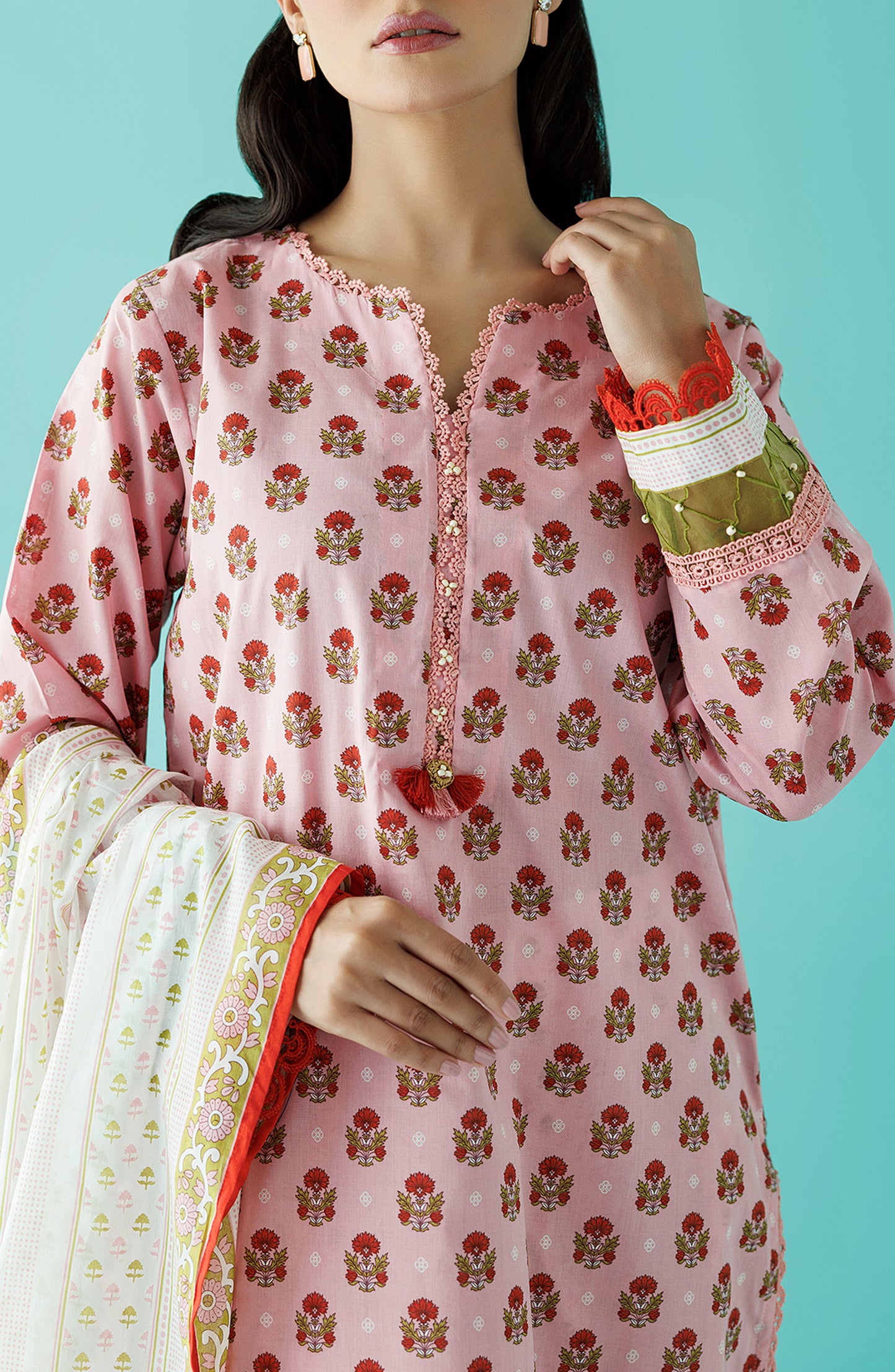 OTL-24-197/U PINK LAWN Women UNSTITCHED SHIRT DUPATTA PANTS