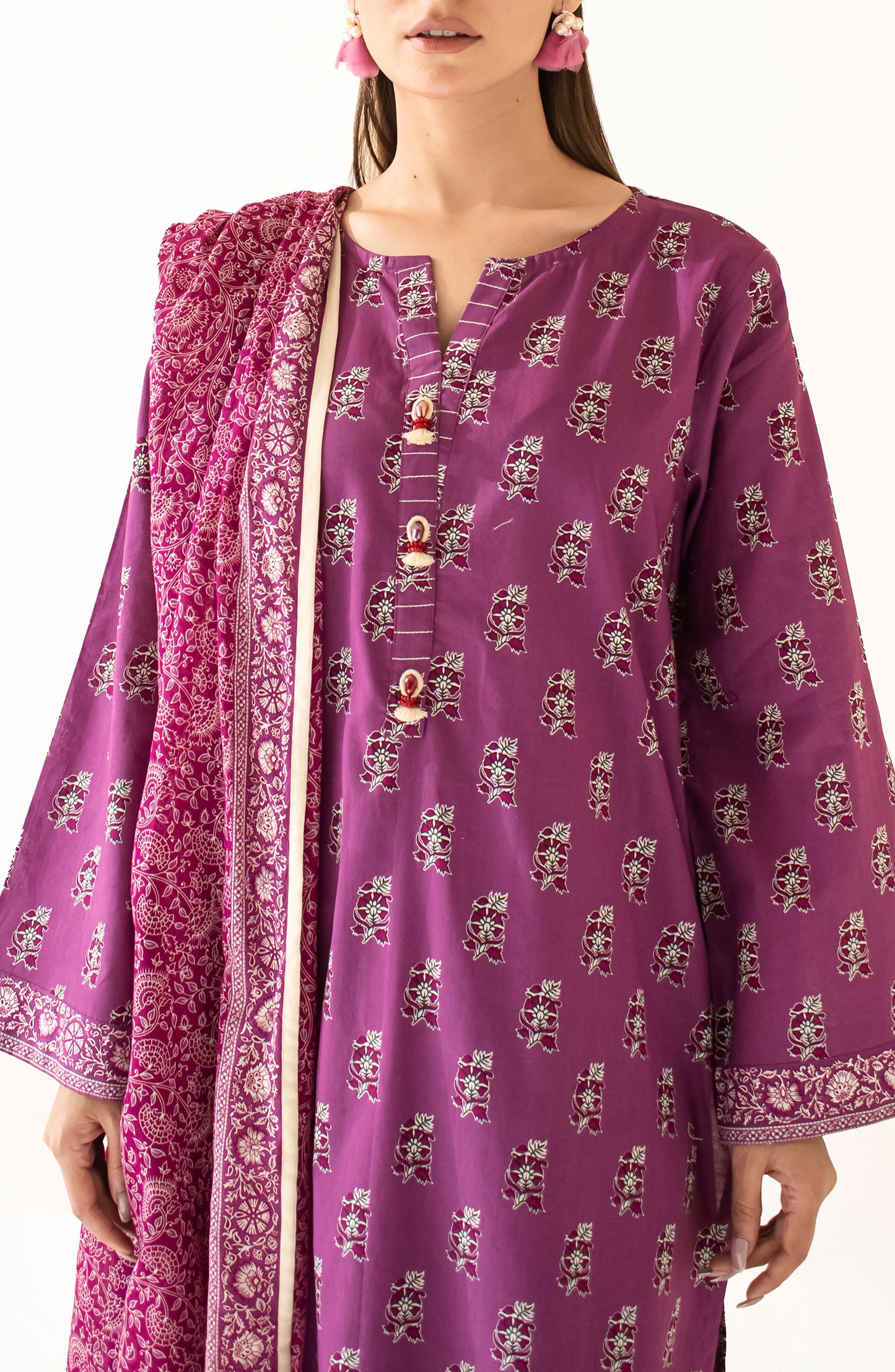 Unstitched Shirt & Dupatta with Printed Trouser - OTL-24-470