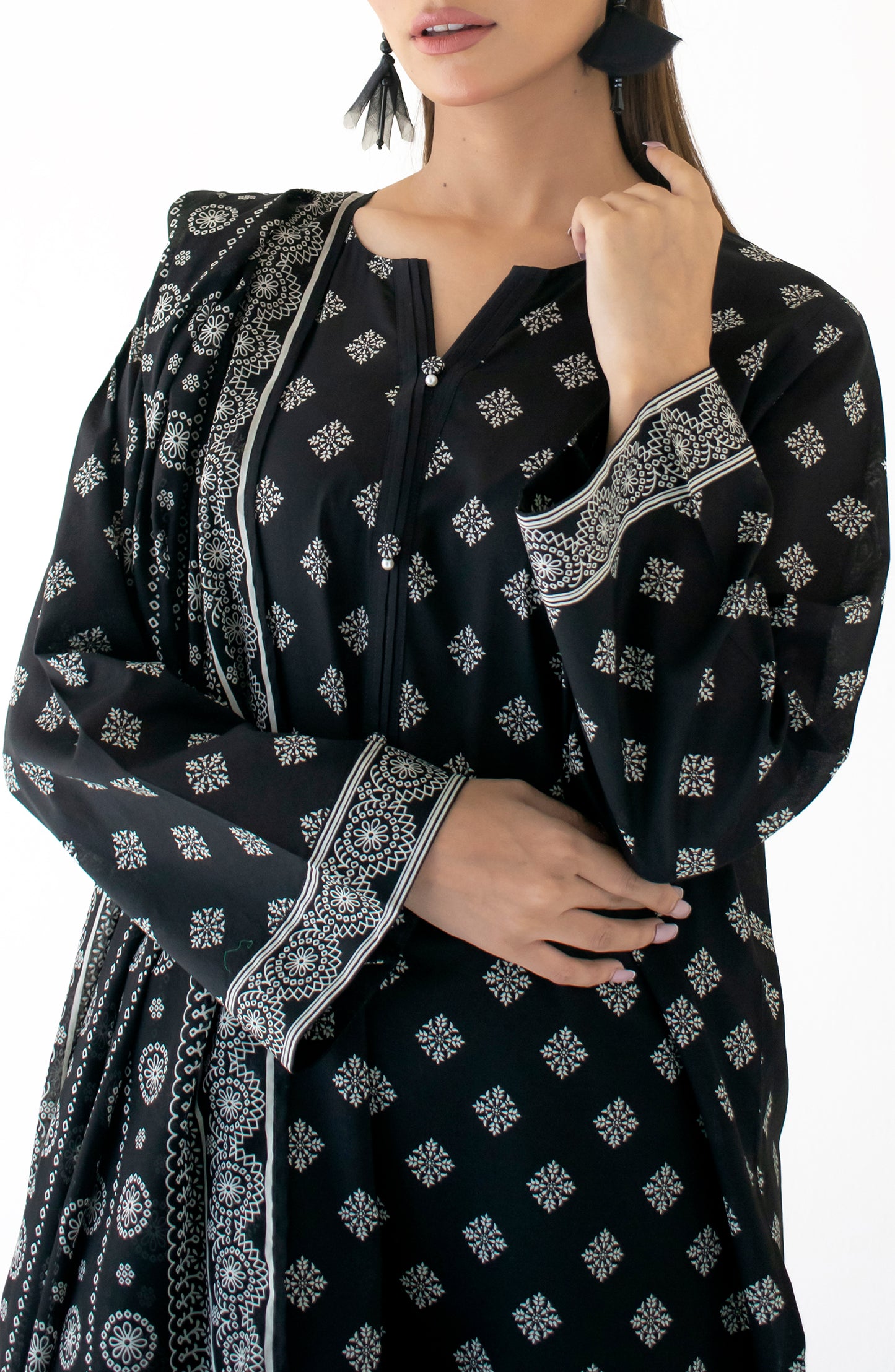 Unstitched Shirt & Dupatta with Plain Trouser - OTL-24-328