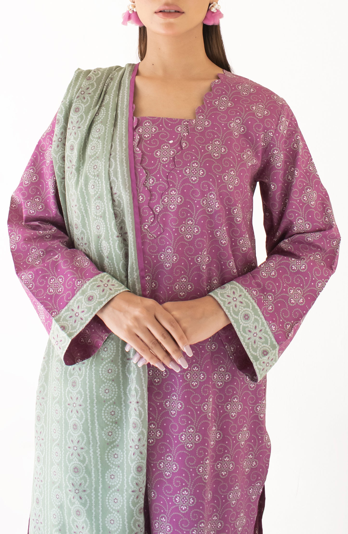 Unstitched Shirt & Dupatta with Printed Trouser - OTL-24-334