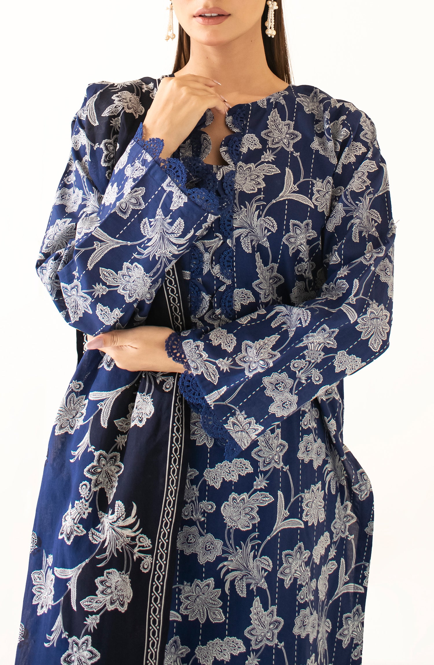 Unstitched Shirt & Dupatta with Printed Trouser - OTL-24-390