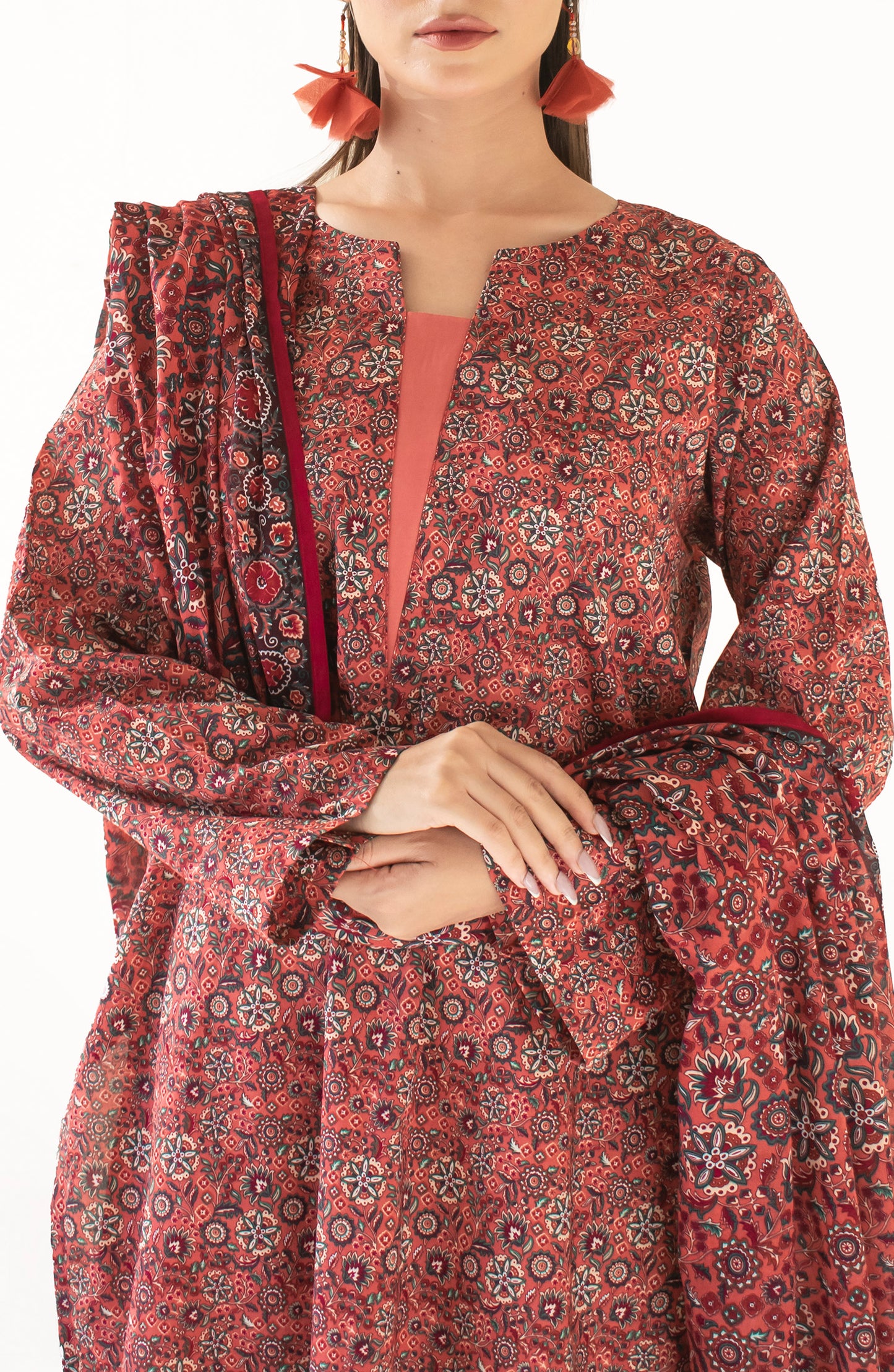 Unstitched Shirt & Dupatta with Plain Trouser - OTL-24-387