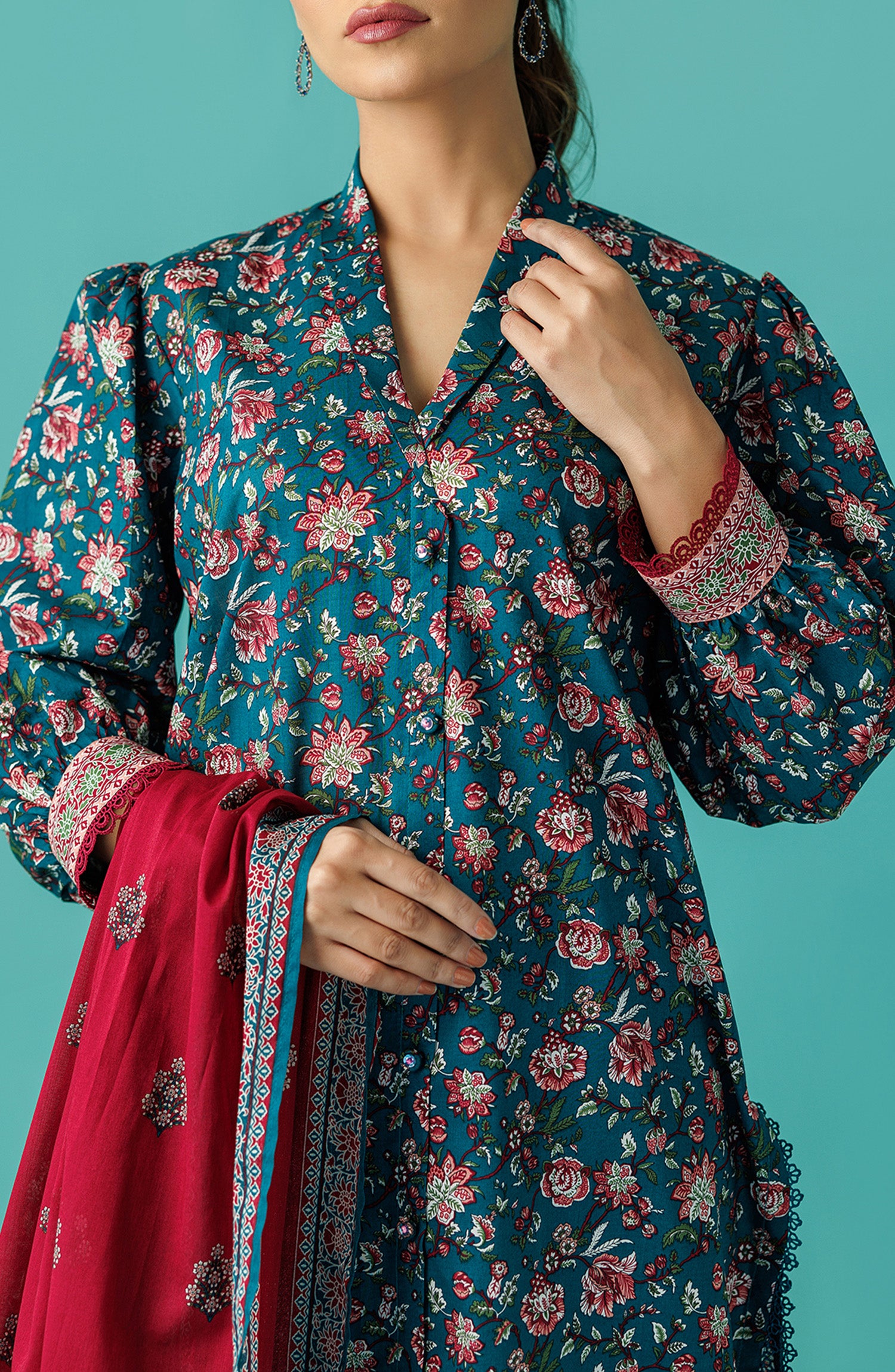 OTL-24-079/U TEAL LAWN Women UNSTITCHED SHIRT DUPATTA PANTS