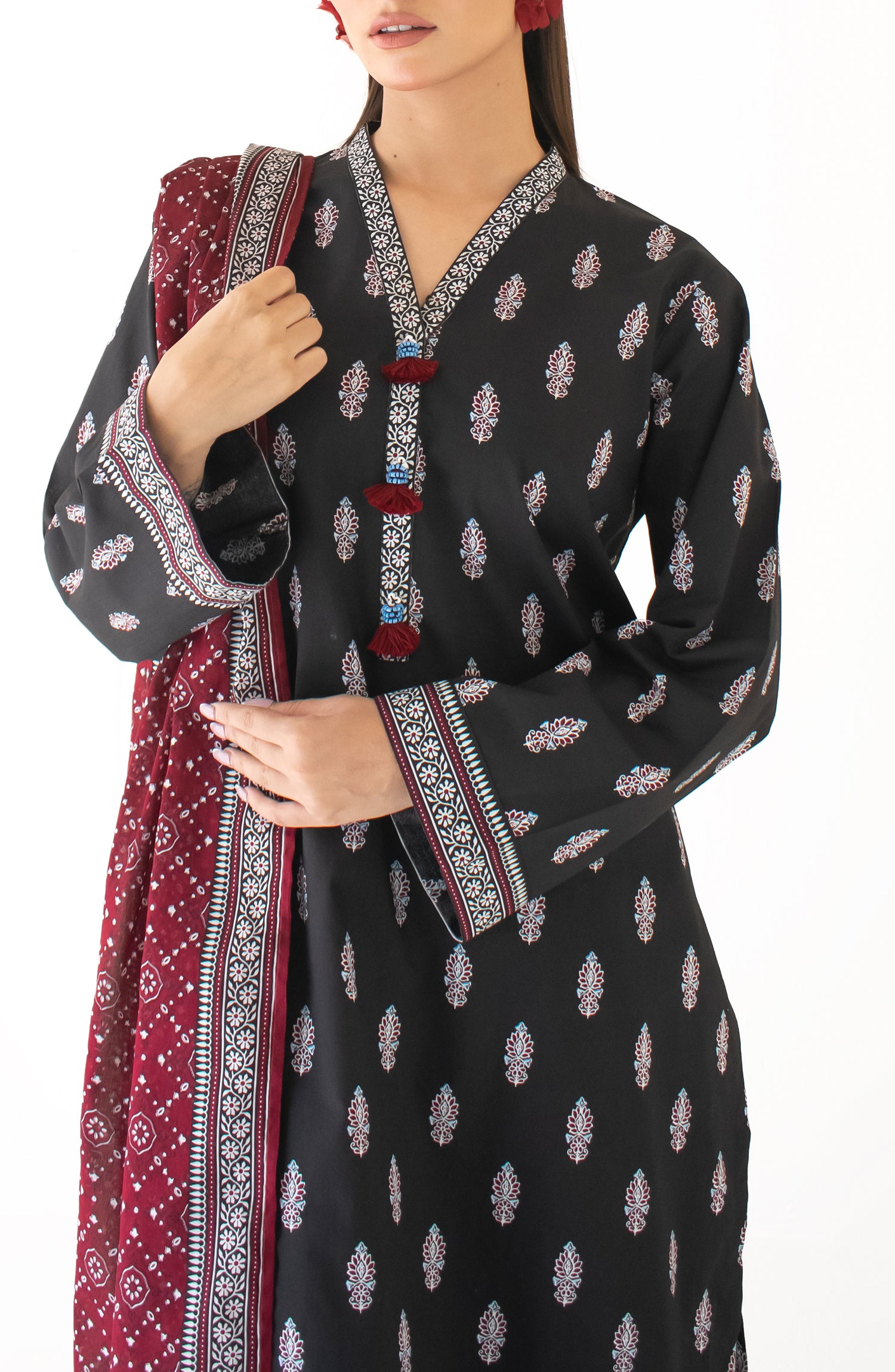 Unstitched Shirt & Dupatta with Printed Trouser - OTL-24-400