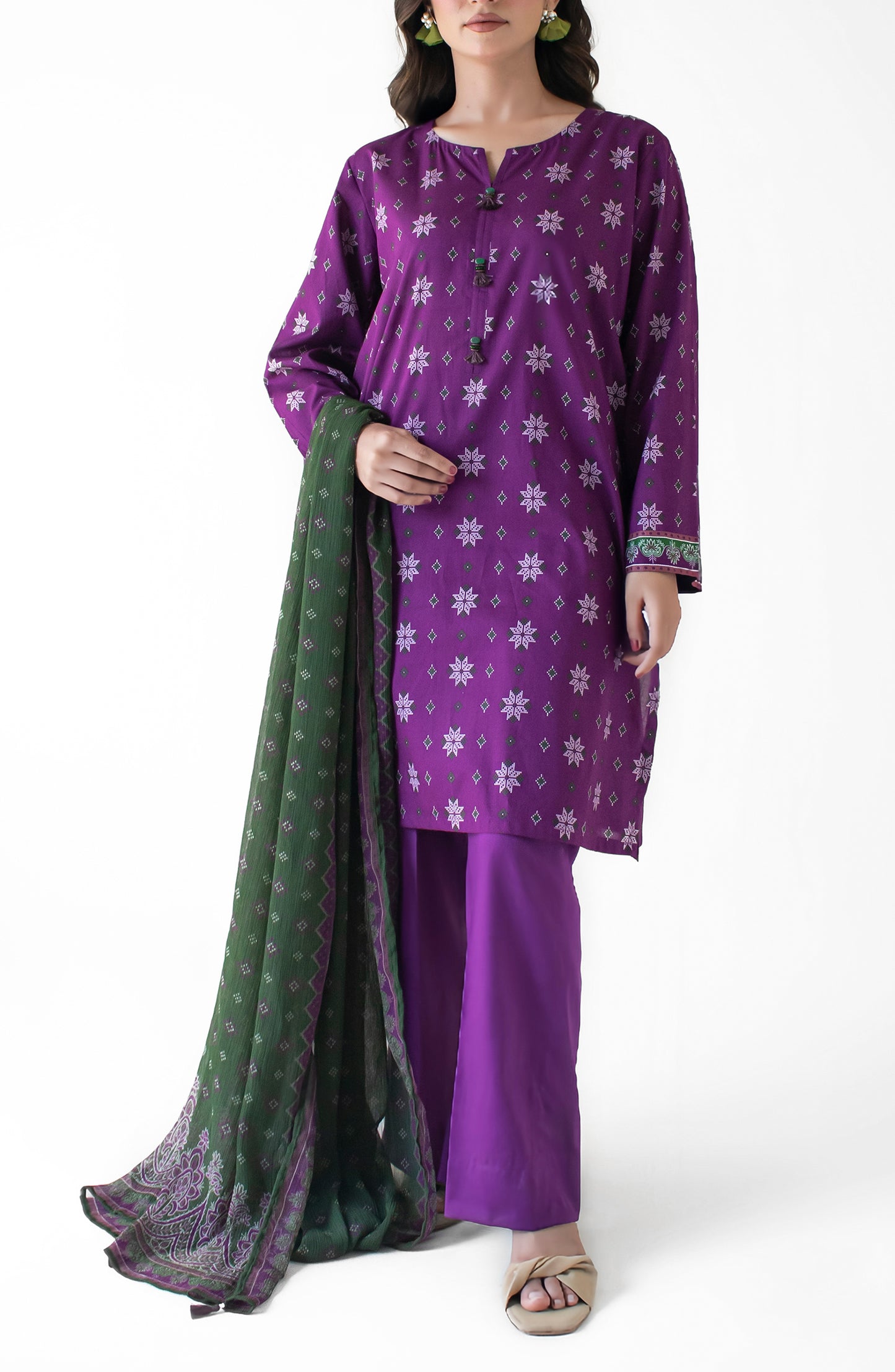 OTL-24-111/U PURPLE LAWN Women UNSTITCHED SHIRT DUPATTA PANTS