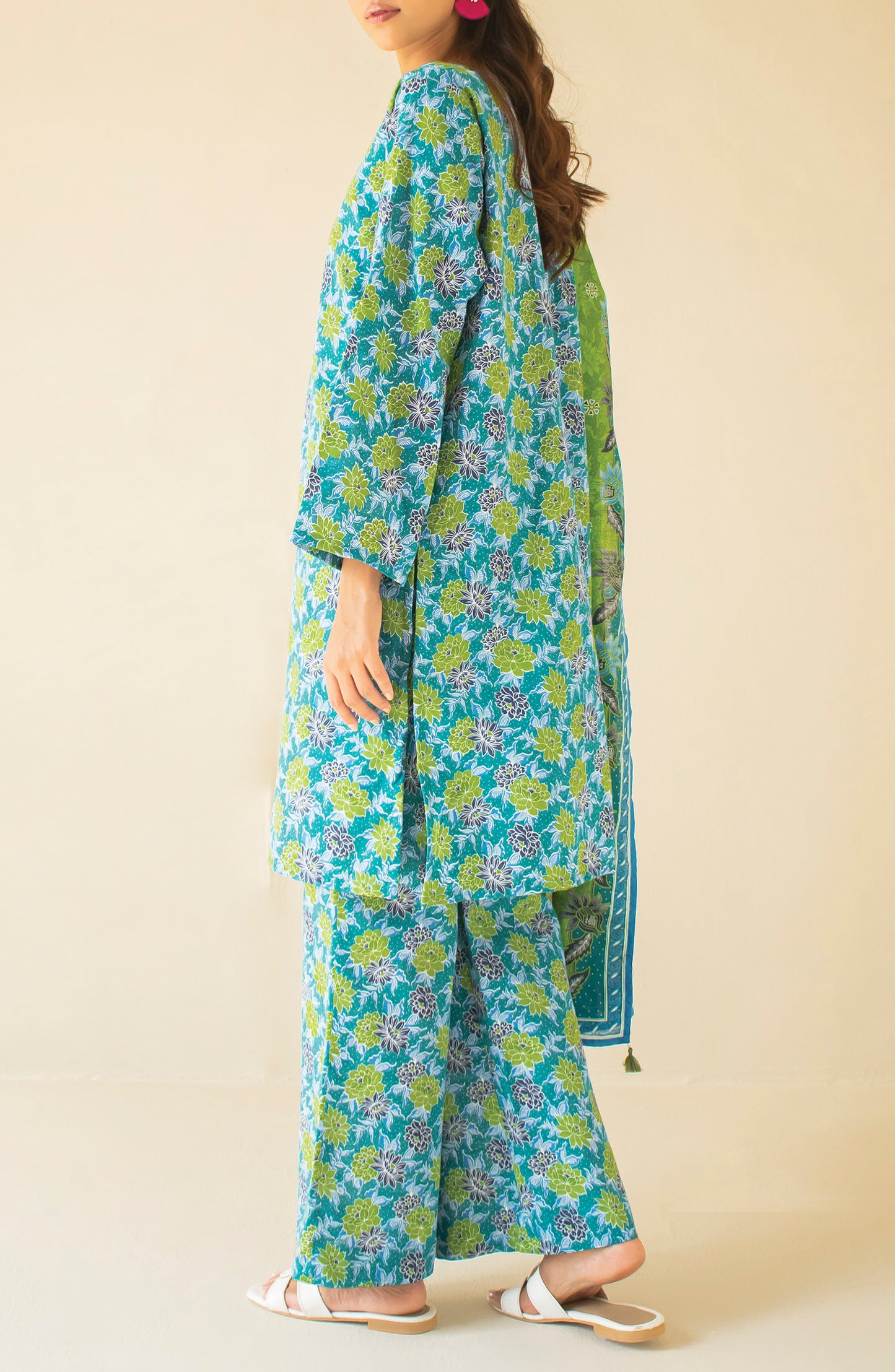 OTL-24-339/U TEAL KHADDAR Women UNSTITCHED SHIRT DUPATTA PANTS