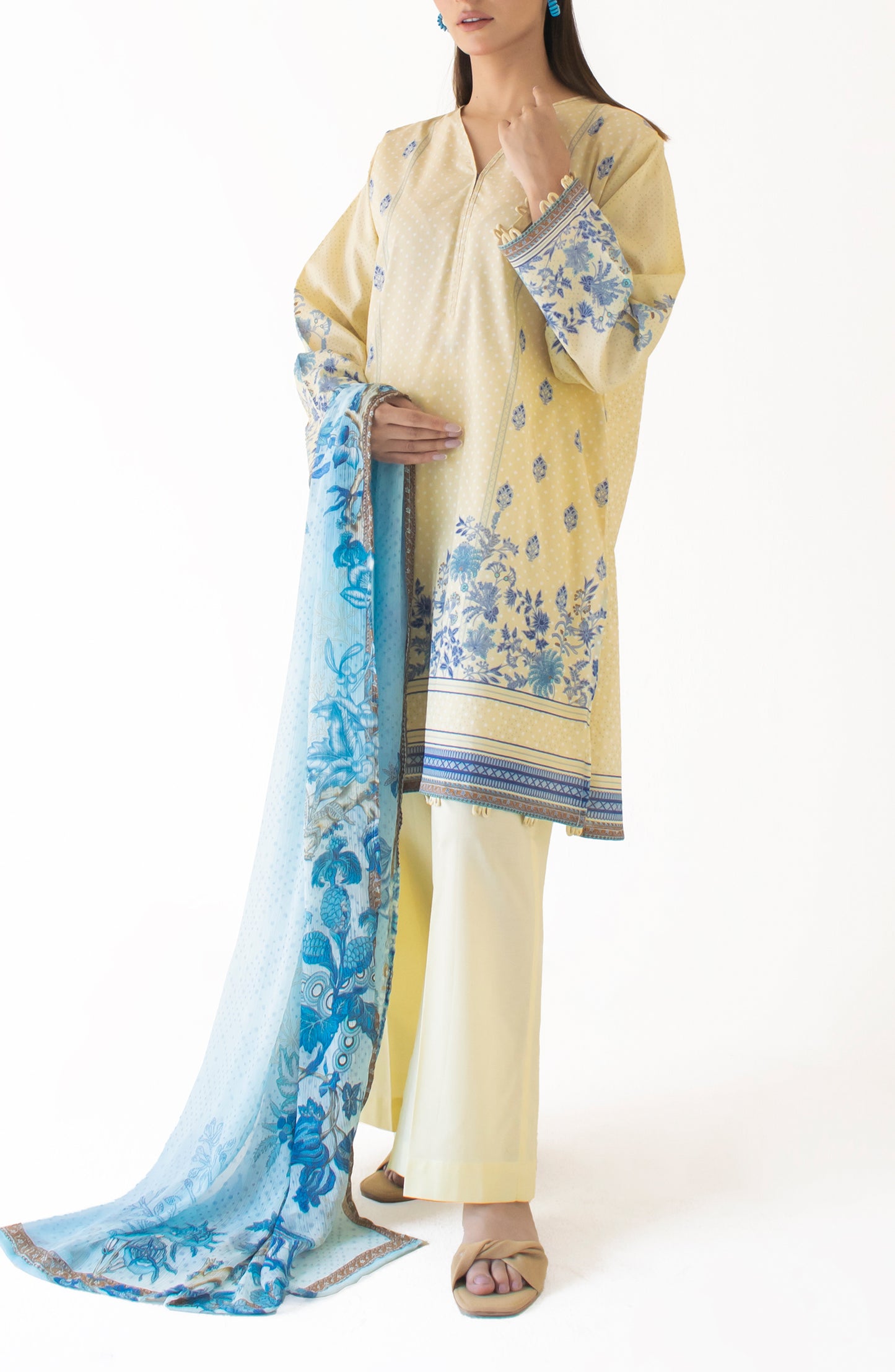 Stitched Printed Shirt Dupatta & Pant - 3 Piece - OTL-24-412