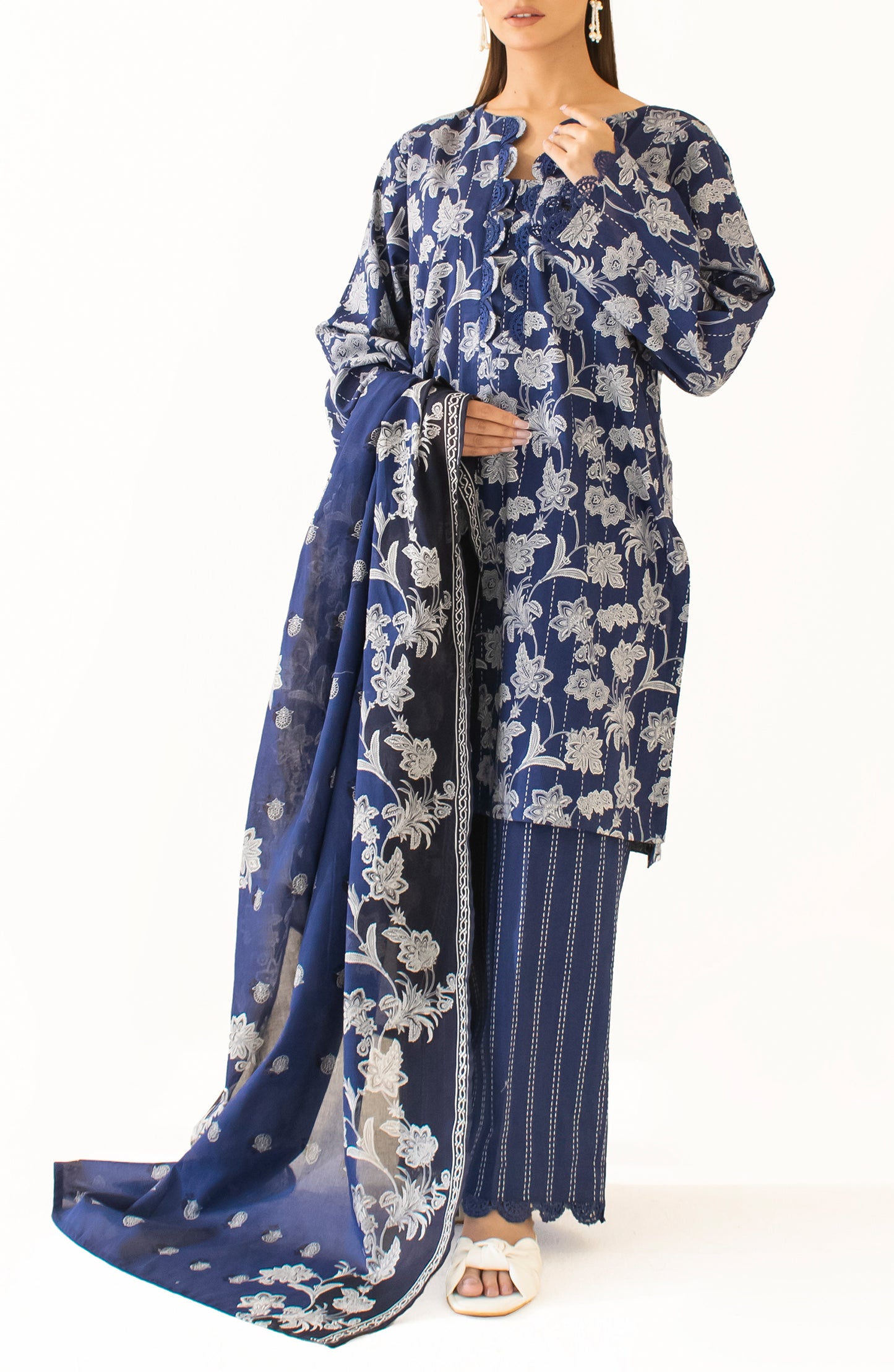 Unstitched Shirt & Dupatta with Printed Trouser - OTL-24-390