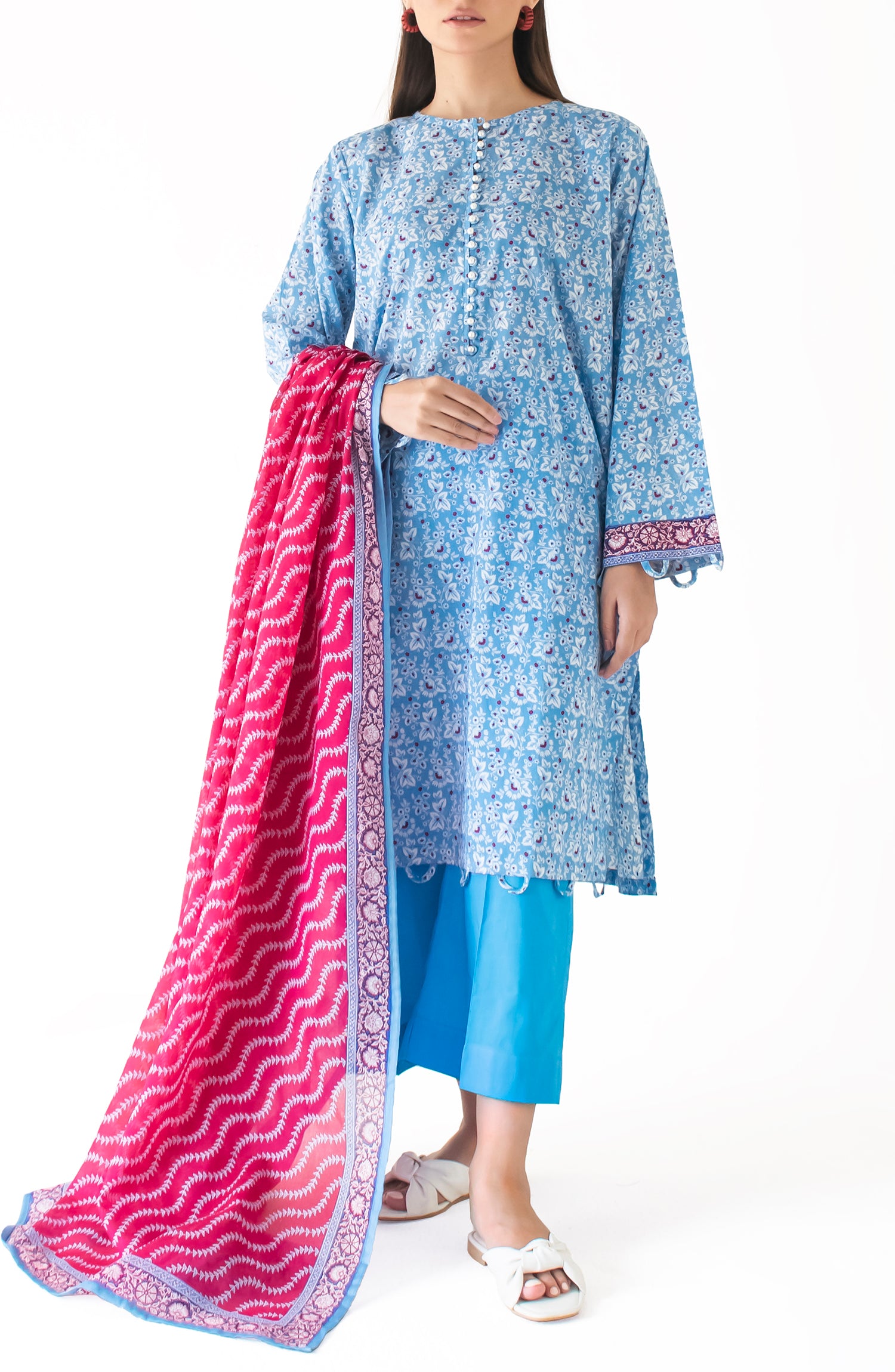 Unstitched Shirt & Dupatta with Plain Trouser - OTL-24-335