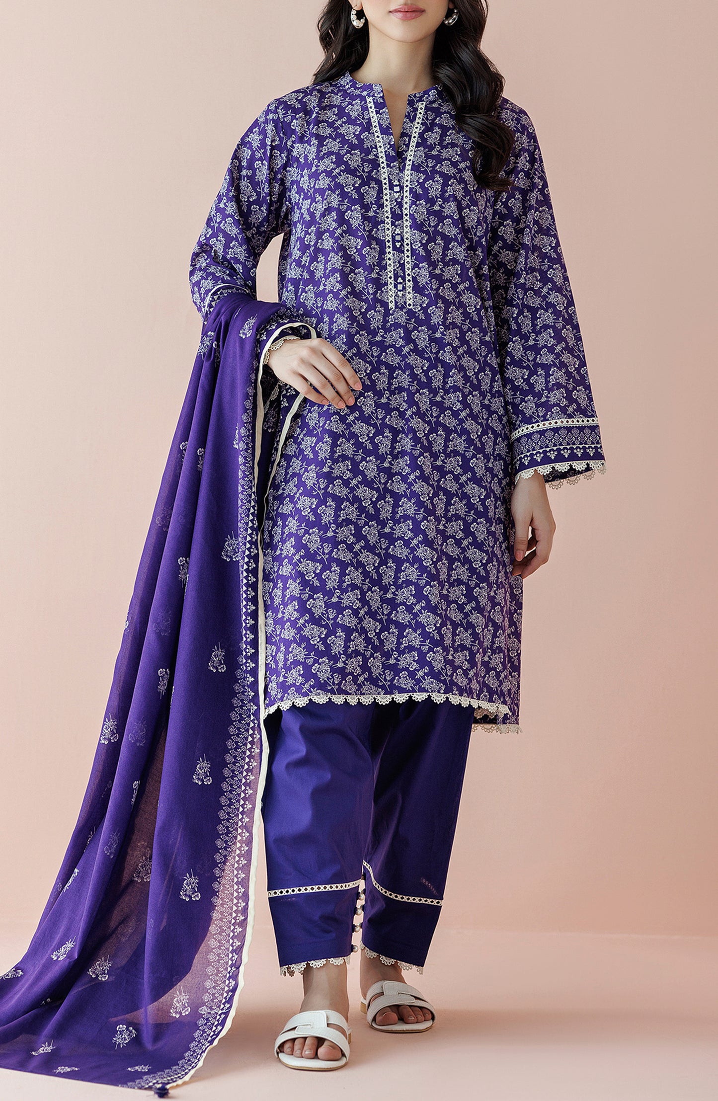 OTL-24-134/U PURPLE LAWN Women UNSTITCHED SHIRT DUPATTA PANTS