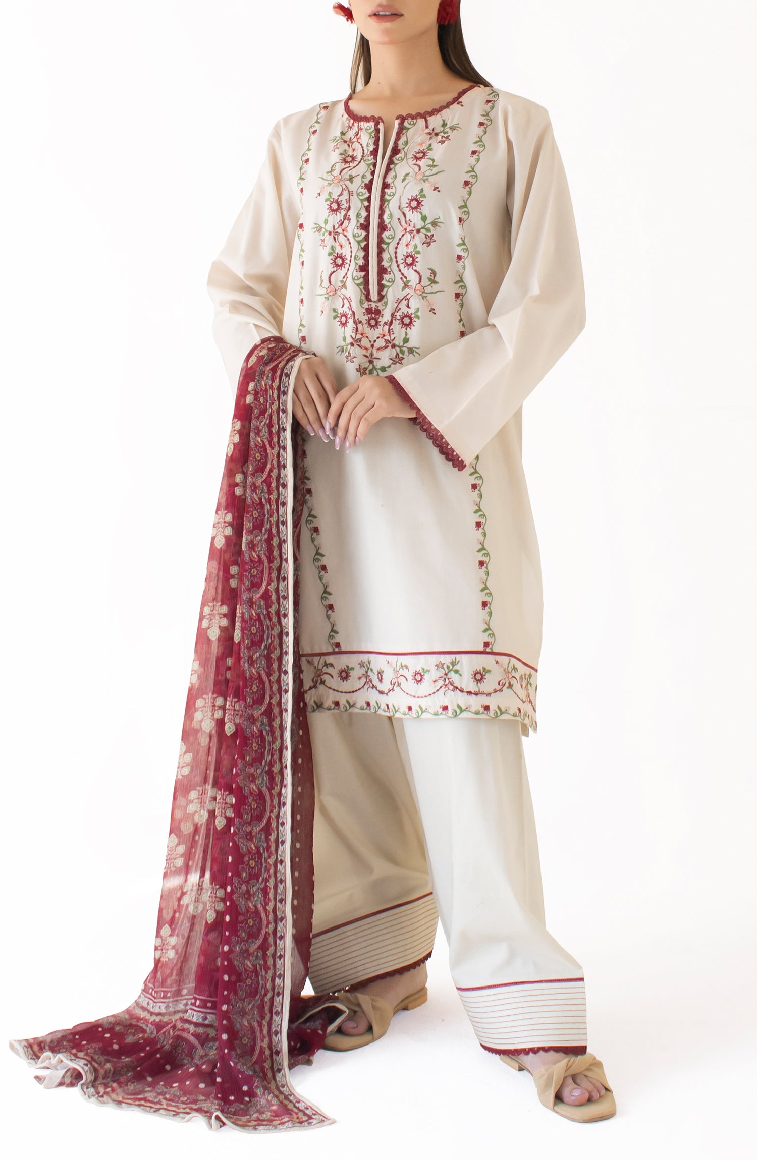 Unstitched Shirt & Dupatta with Dyed Trouser - OTL-24-358