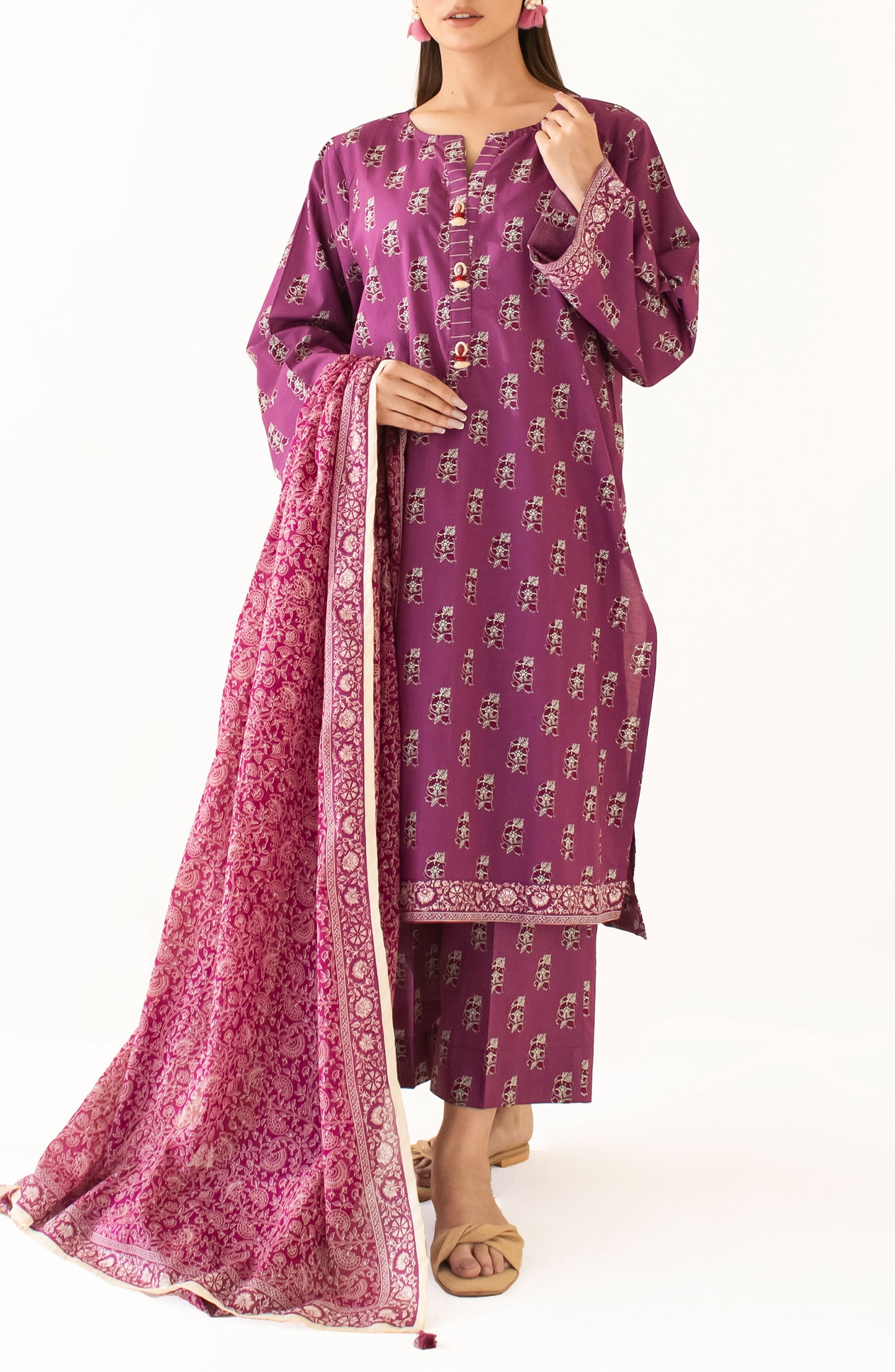 Unstitched Shirt & Dupatta with Printed Trouser - OTL-24-470