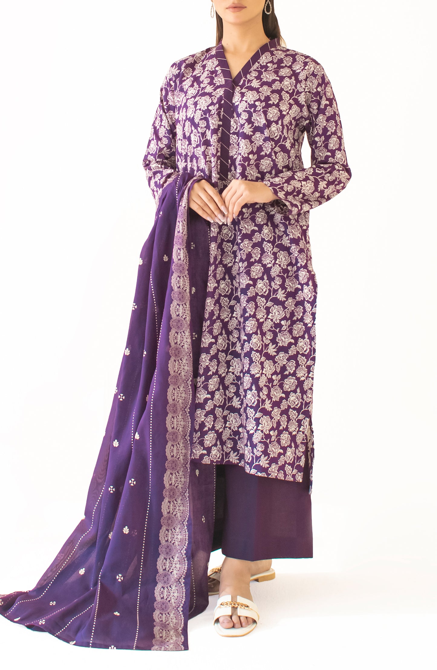 Unstitched Shirt & Dupatta with Plain Trouser - OTL-24-420