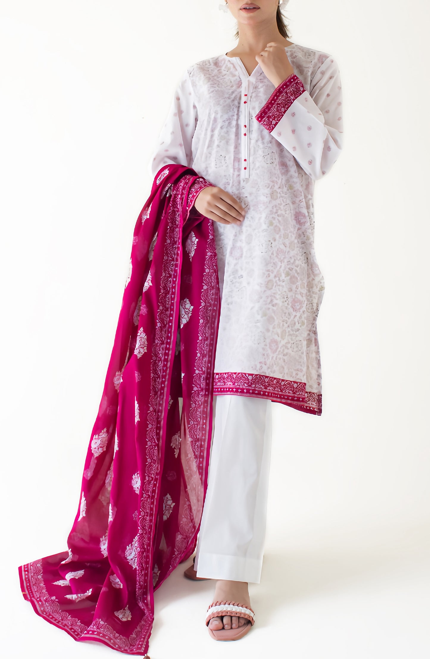 Unstitched Shirt & Dupatta with Printed Trouser - OTL-24-414