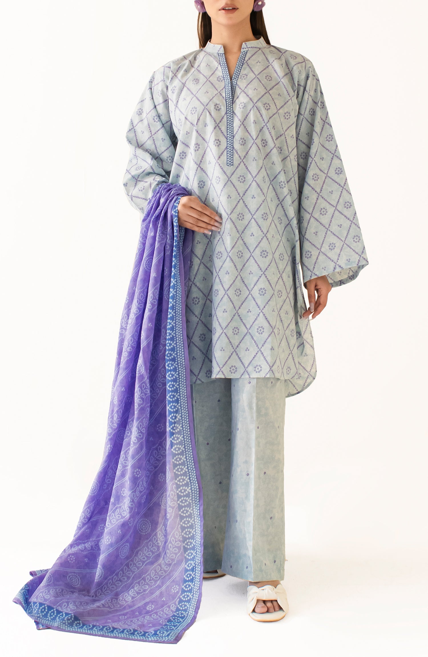 Unstitched Shirt & Dupatta with Printed Trouser - OTL-24-324