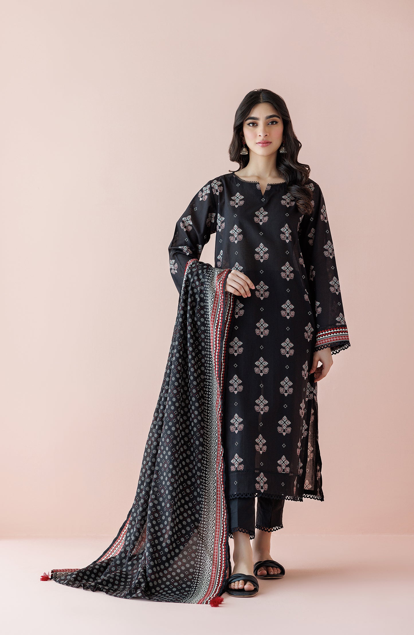 OTL-24-073/S BLACK LAWN Women READY TO WEAR SHIRT DUPATTA PANTS