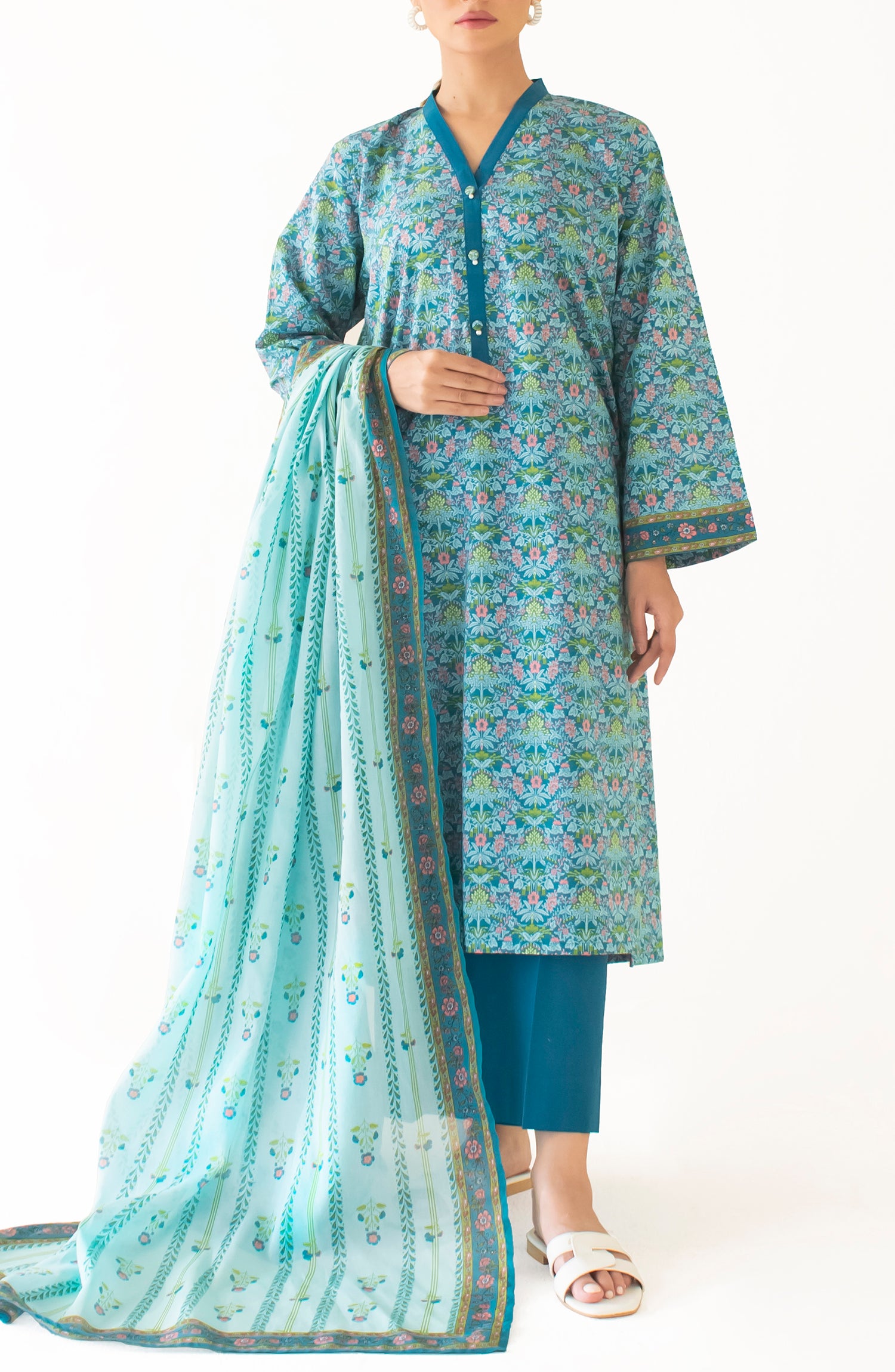 Unstitched Shirt & Dupatta with Plain Trouser - OTL-24-216