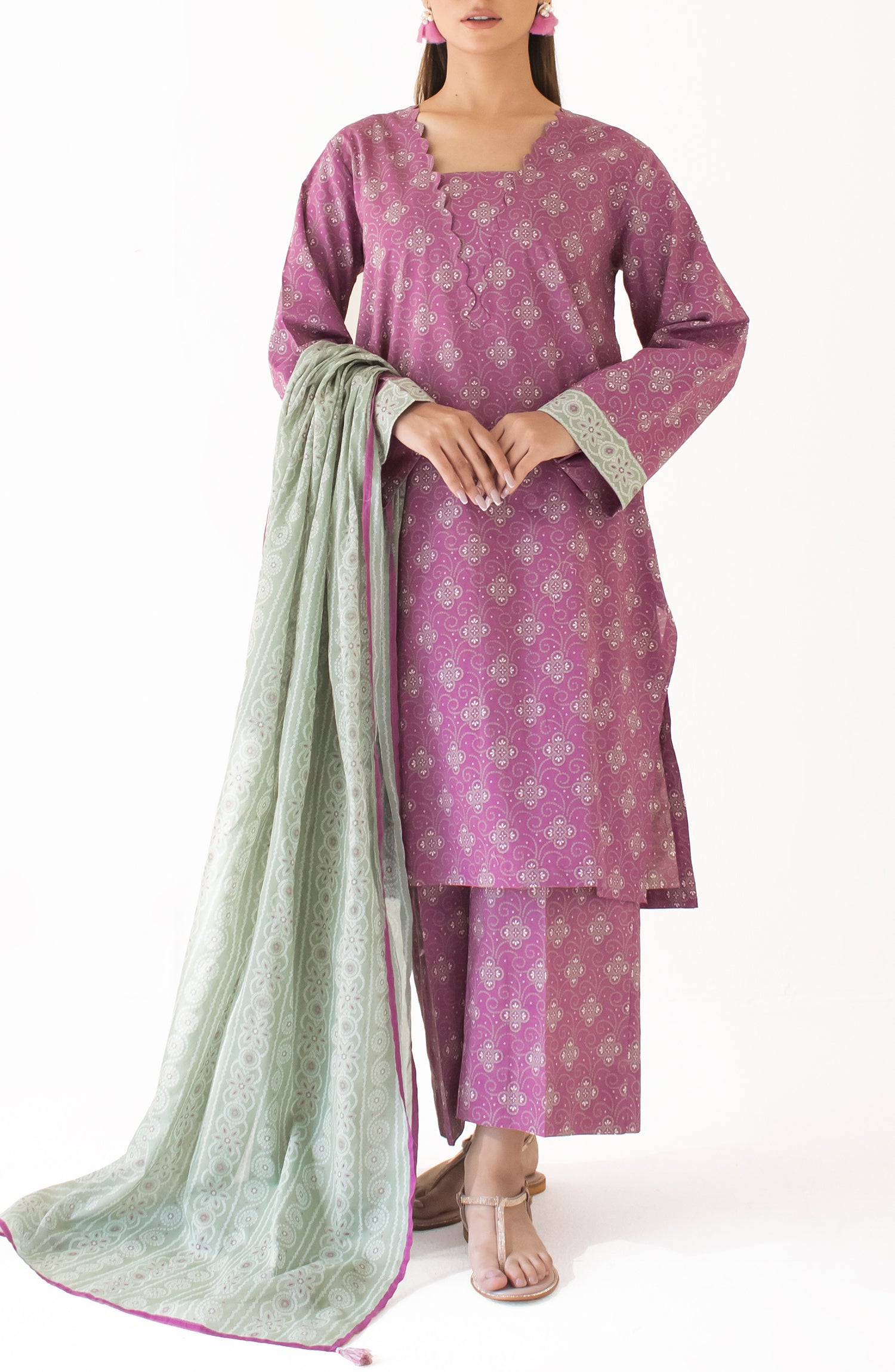 Unstitched Shirt & Dupatta with Printed Trouser - OTL-24-334