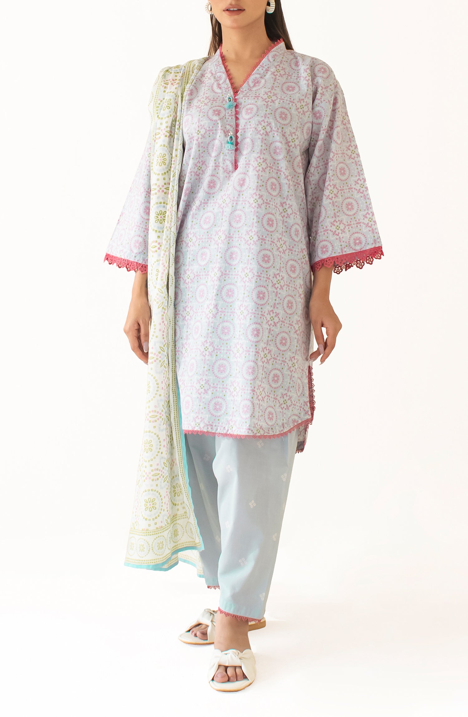 Unstitched Shirt & Dupatta with Printed Trouser - OTL-24-393