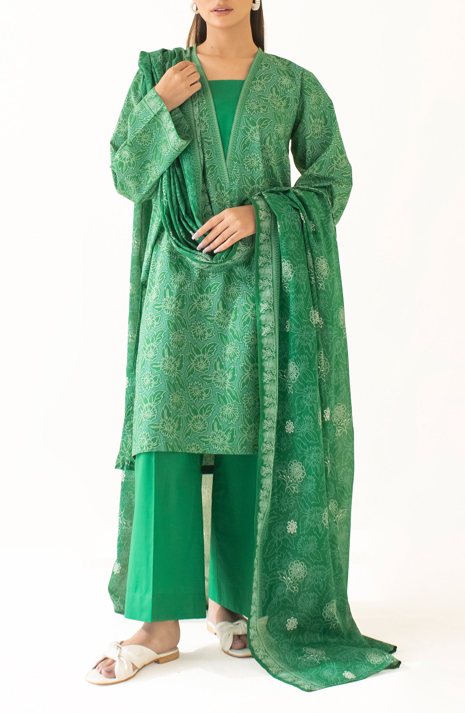 Unstitched Shirt & Dupatta with Plain Trouser - OTL-24-327