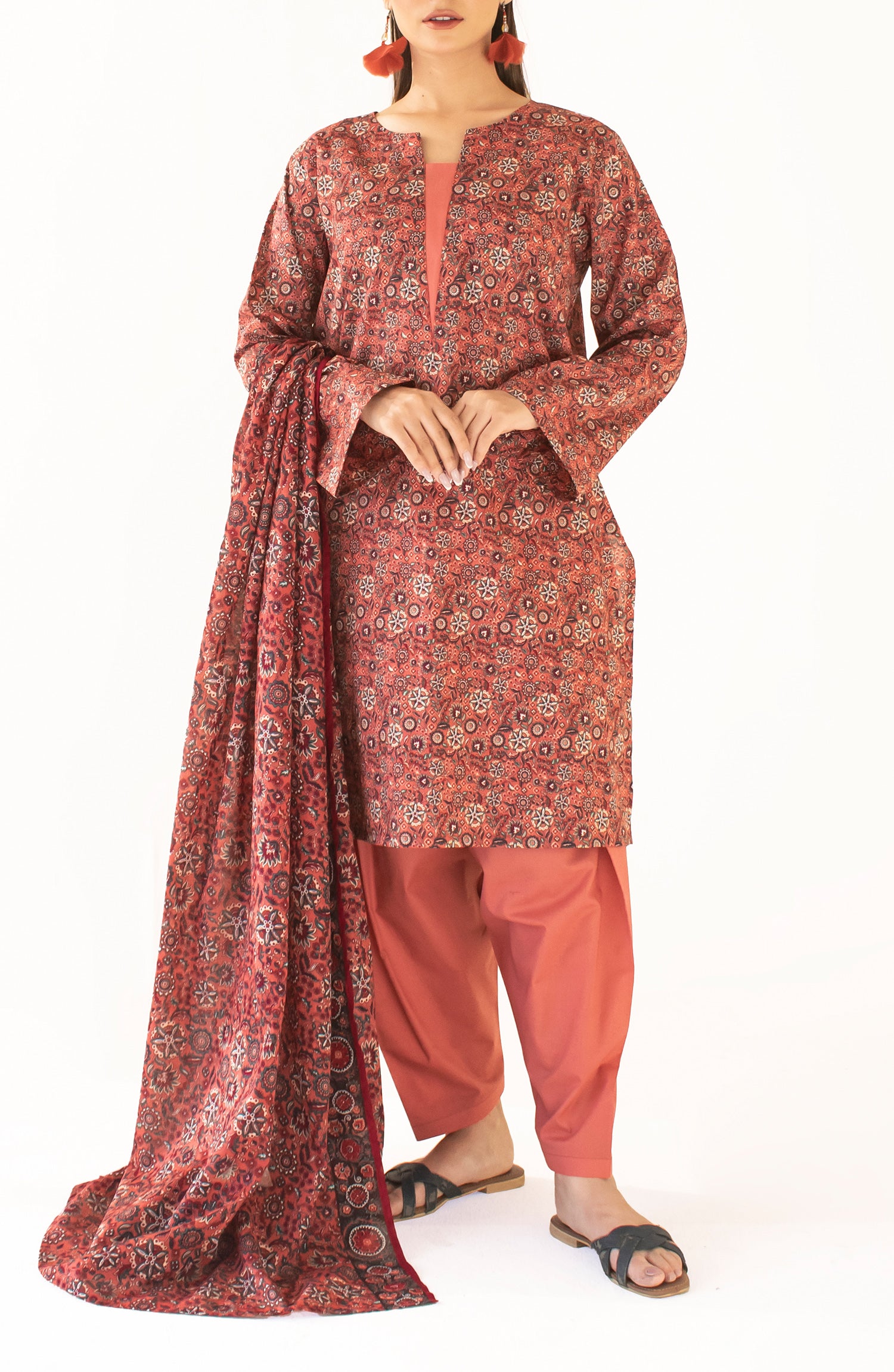 Unstitched Shirt & Dupatta with Plain Trouser - OTL-24-387