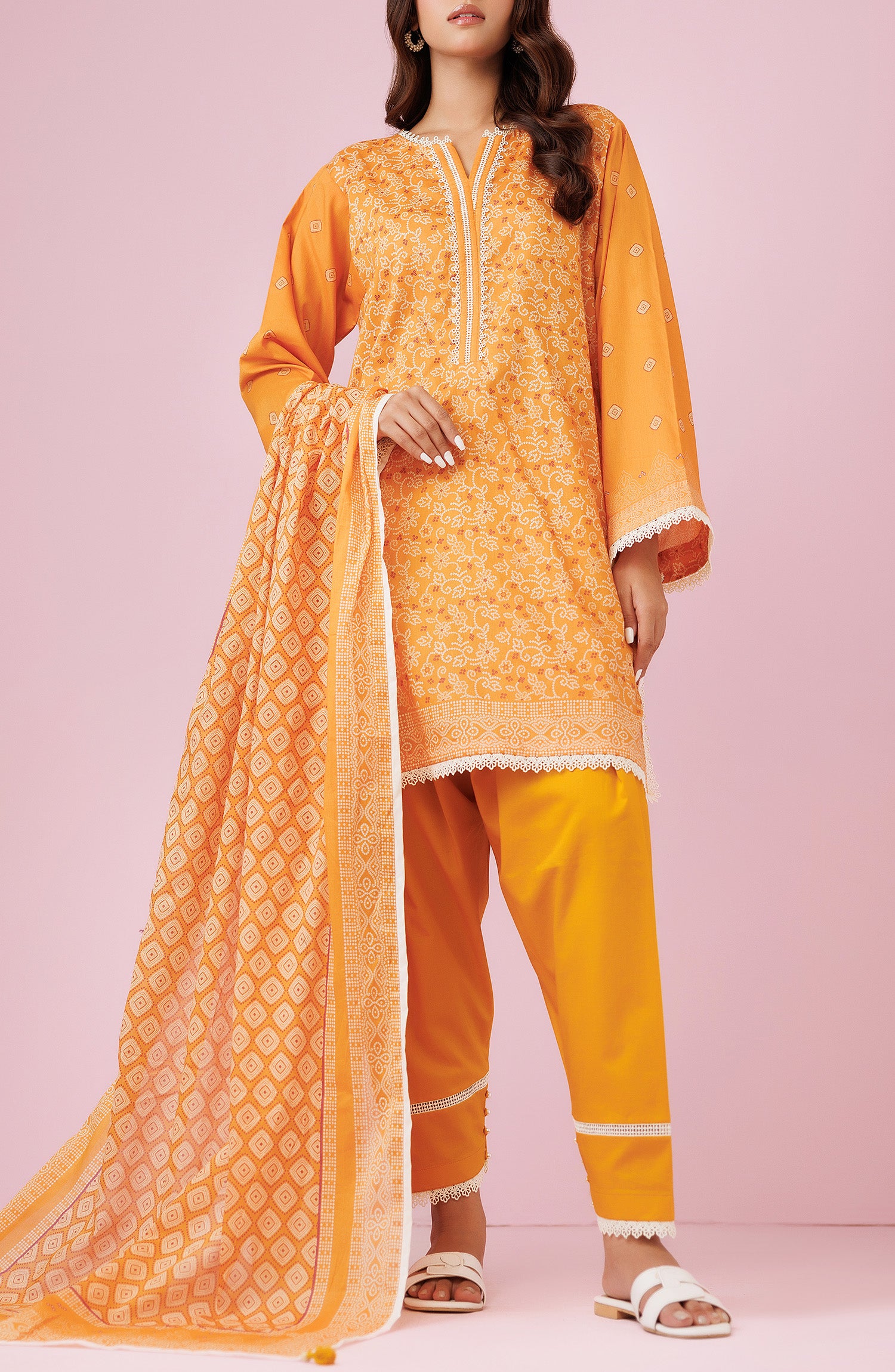 OTL-24-408-A/U YELLOW LAWN Women UNSTITCHED SHIRT DUPATTA PANTS