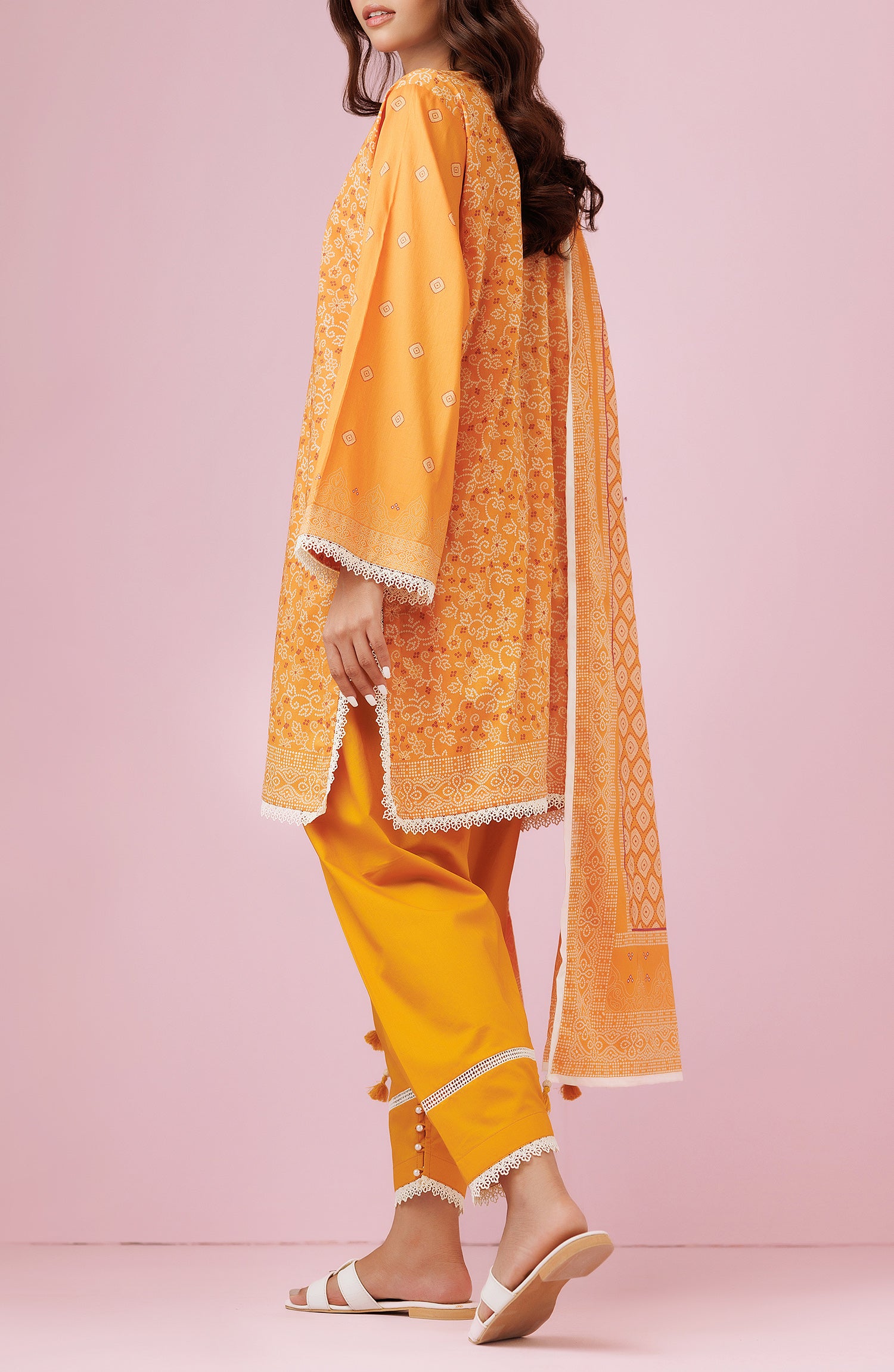 OTL-24-408-A/U YELLOW LAWN Women UNSTITCHED SHIRT DUPATTA PANTS