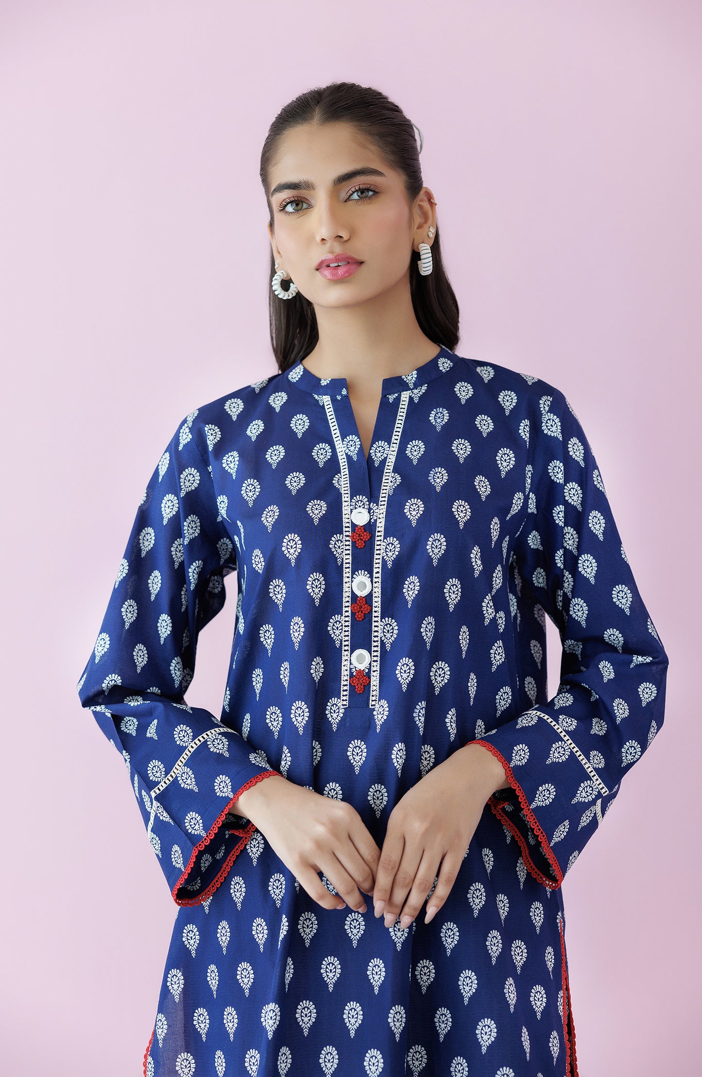 Stitched 2 Piece Printed Lawn Shirt and Lawn Pant  (NRDS-24-068/S BLUE)