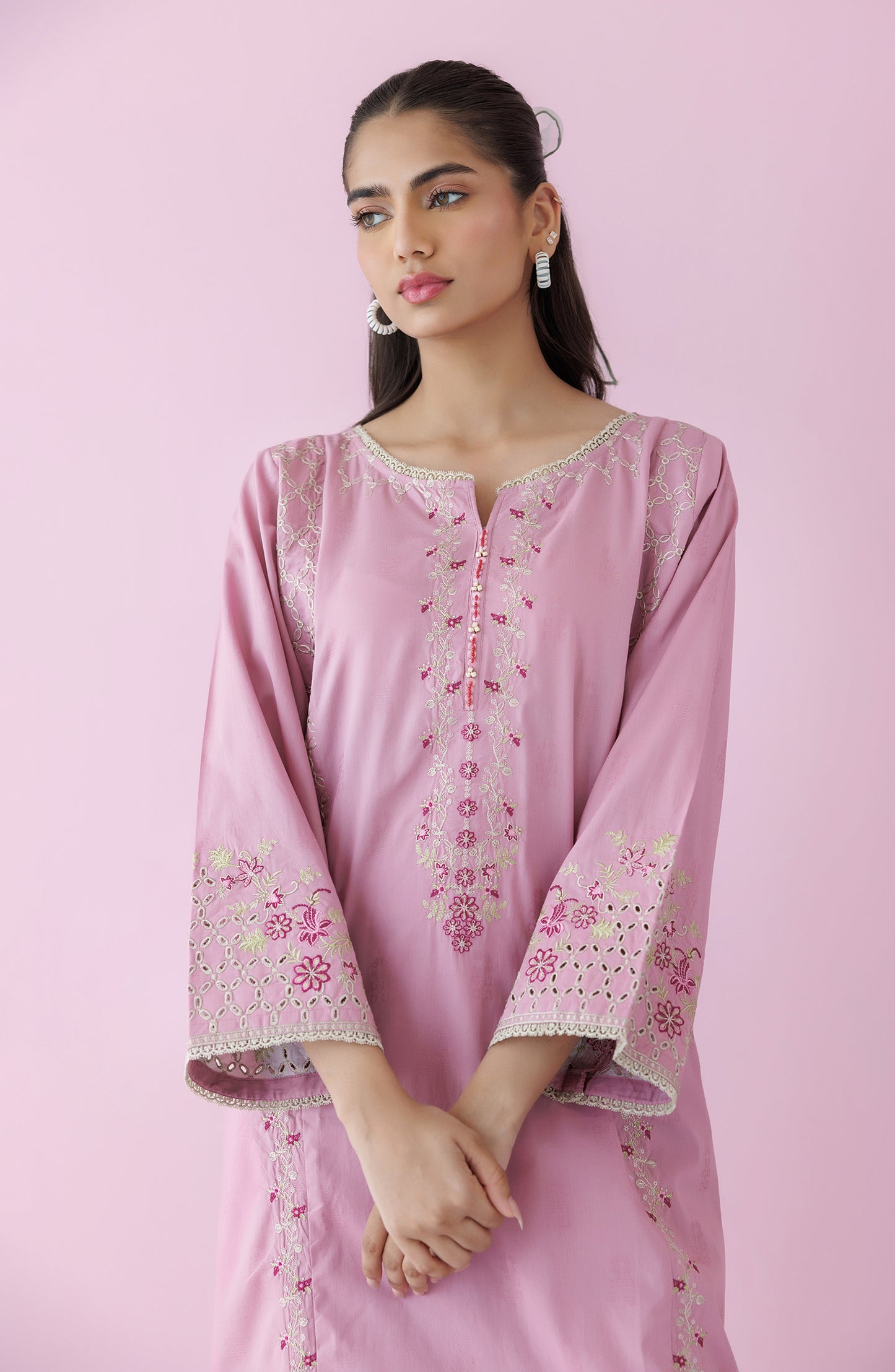 Stitched 2 Piece Embroidered Jacquard Shirt and Jacquard Pant  (WRCJ24S-2028)