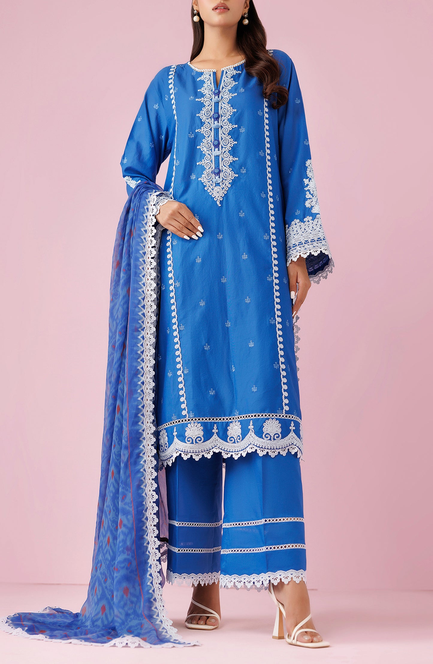 OTL-24-028/U ROYAL BLUE LAWN Women UNSTITCHED SHIRT DUPATTA PANTS