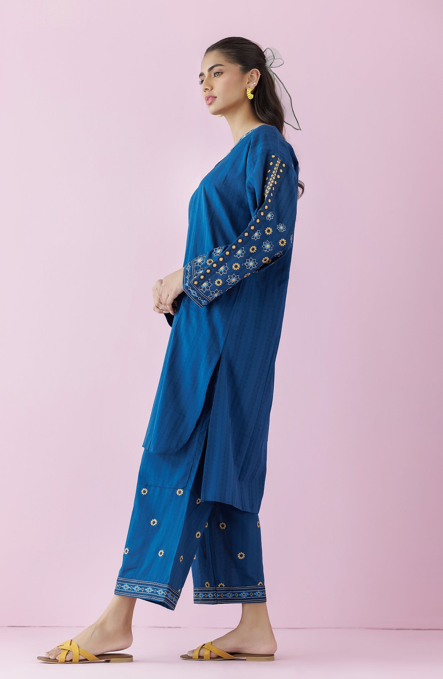 Stitched 2 Piece Embroidered Jacquard Shirt and Jacquard Pant  (WRCJ24S-2038)