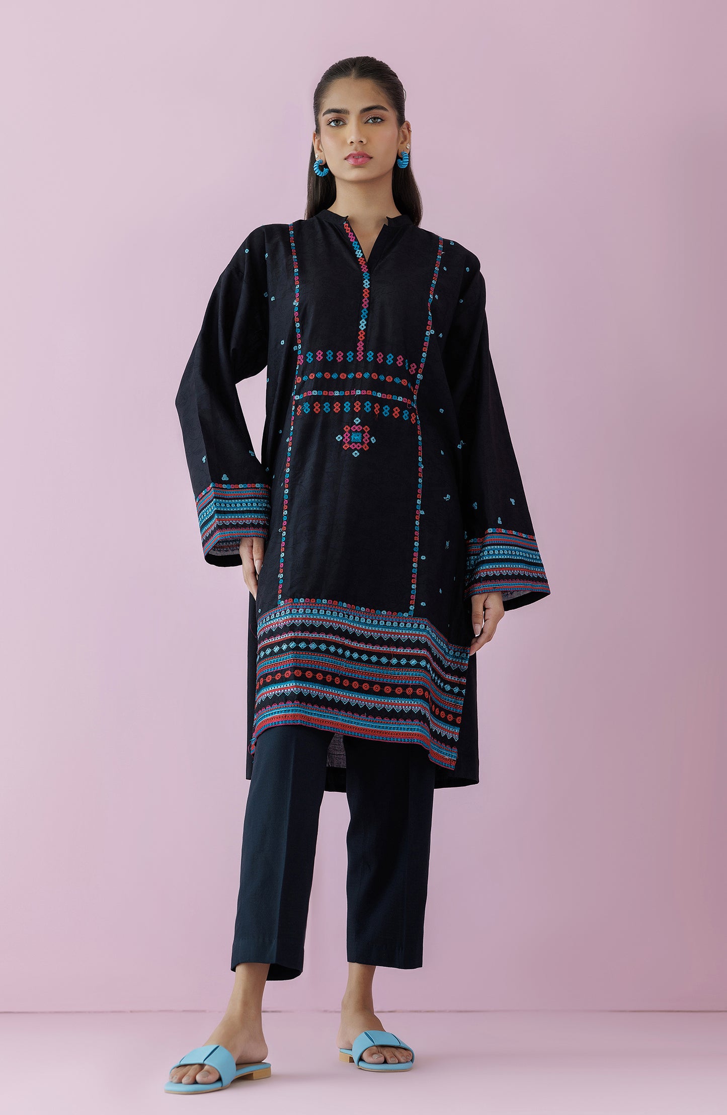 Stitched 2 Piece Embroidered Jacquard Shirt and Jacquard Pant  (WRCJ24S-2037)