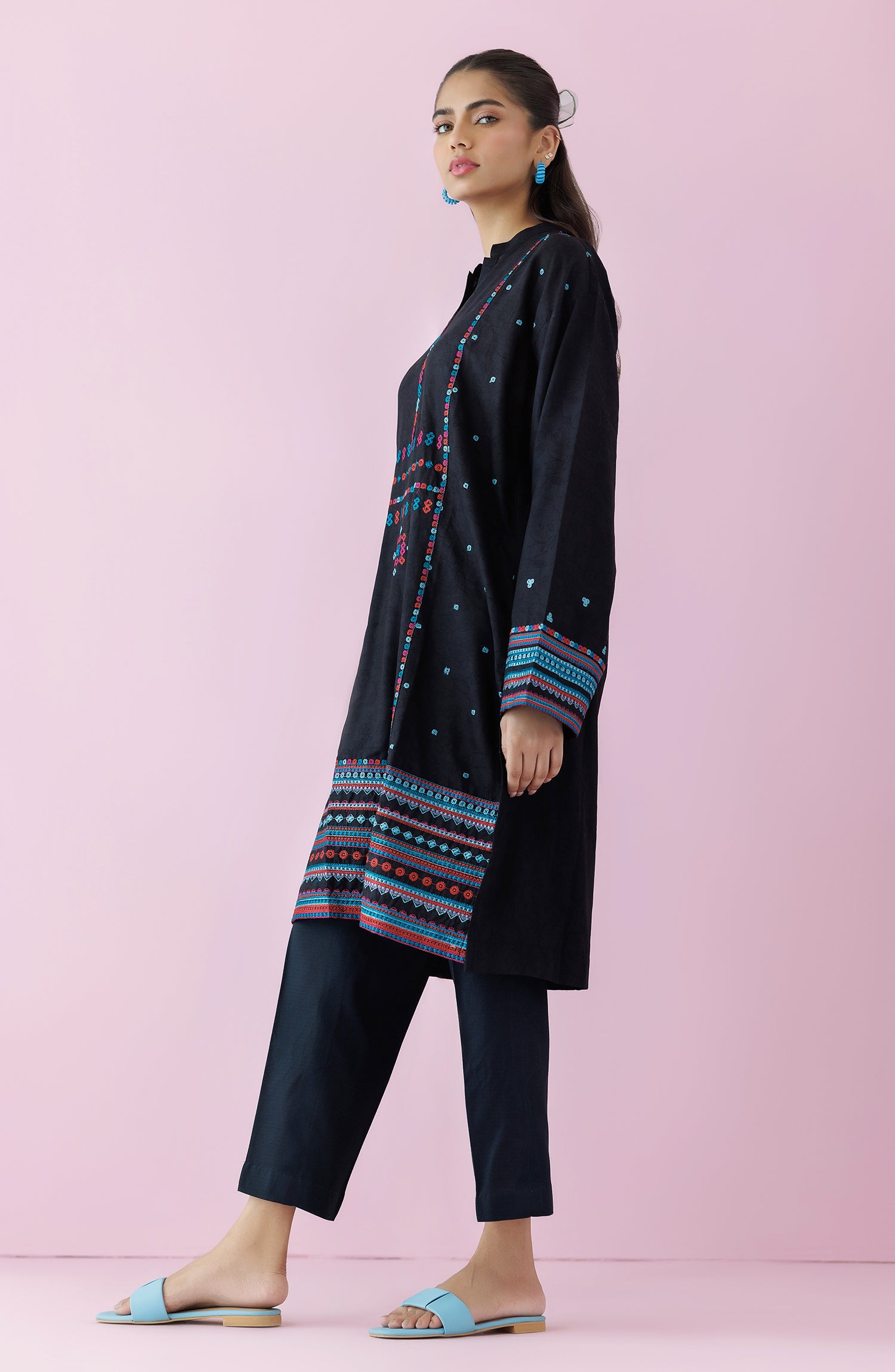 Stitched 2 Piece Embroidered Jacquard Shirt and Jacquard Pant  (WRCJ24S-2037)