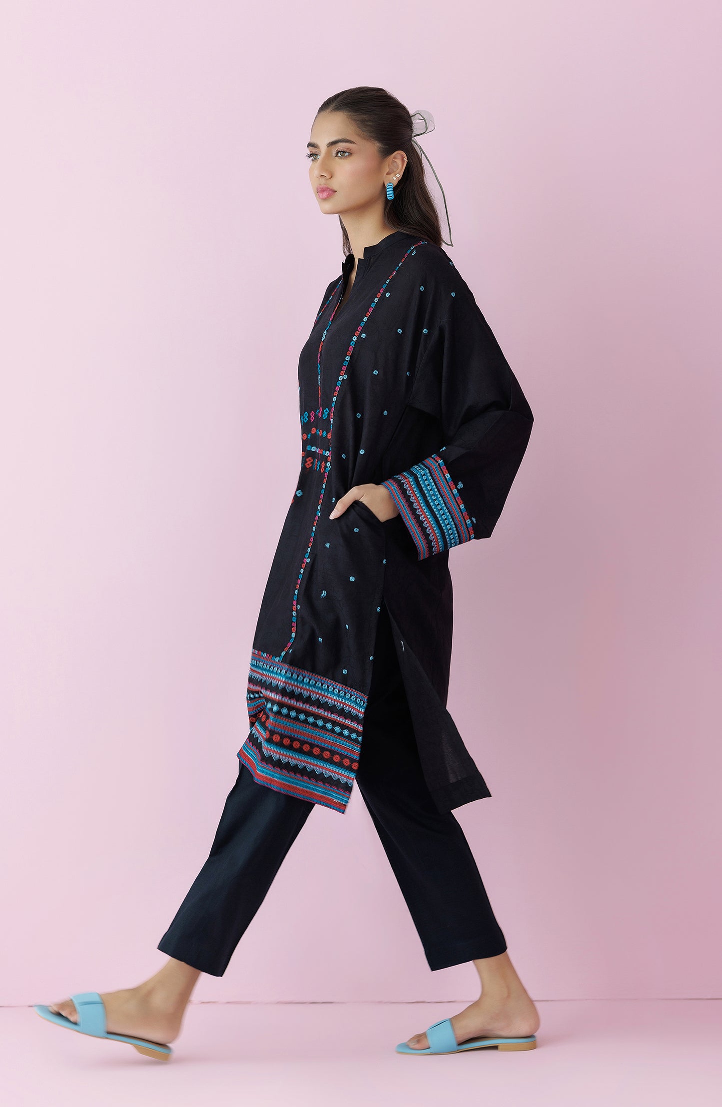 Stitched 2 Piece Embroidered Jacquard Shirt and Jacquard Pant  (WRCJ24S-2037)