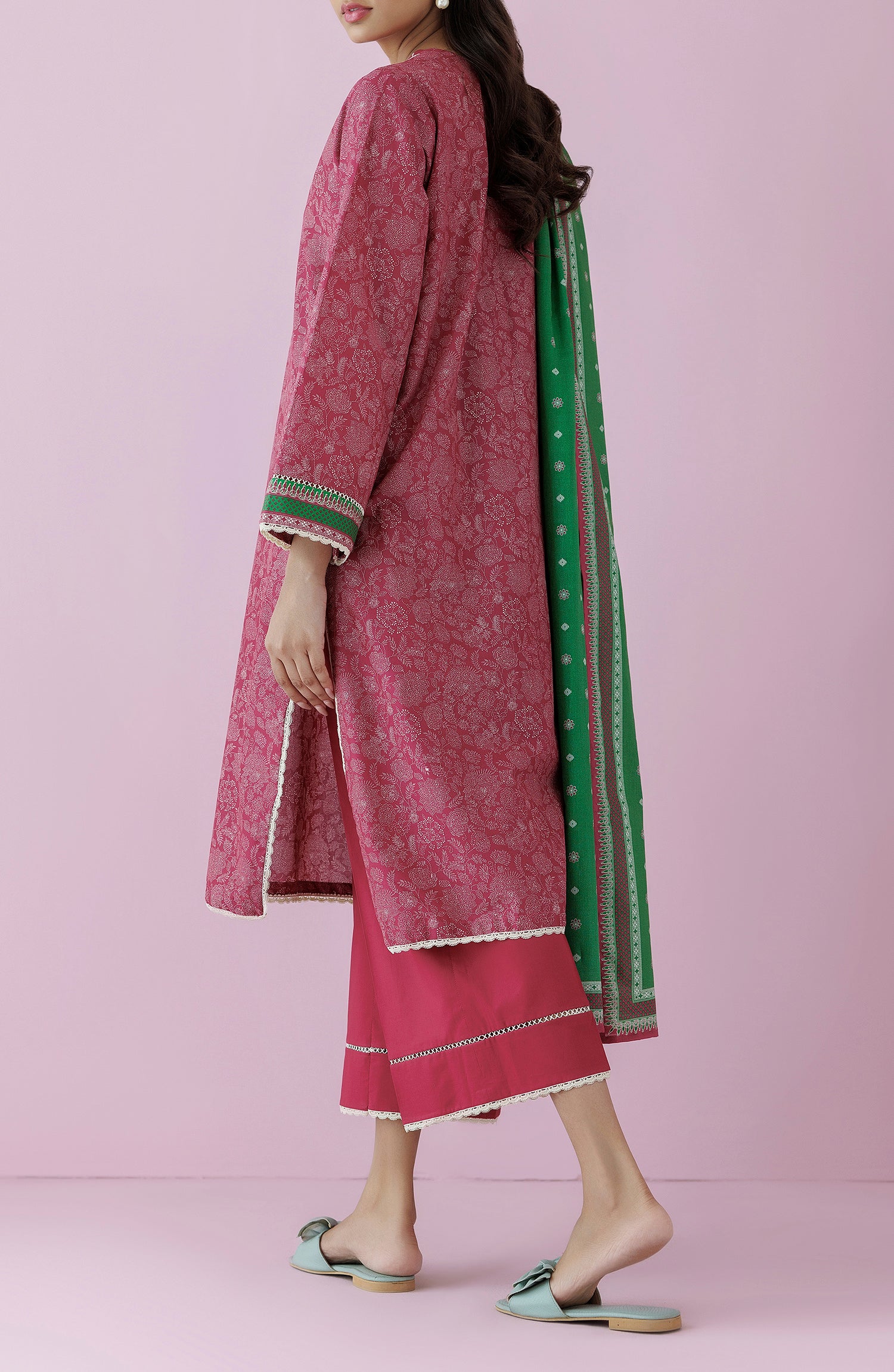 OTL-24-351/U PINK LAWN Women UNSTITCHED SHIRT DUPATTA PANTS