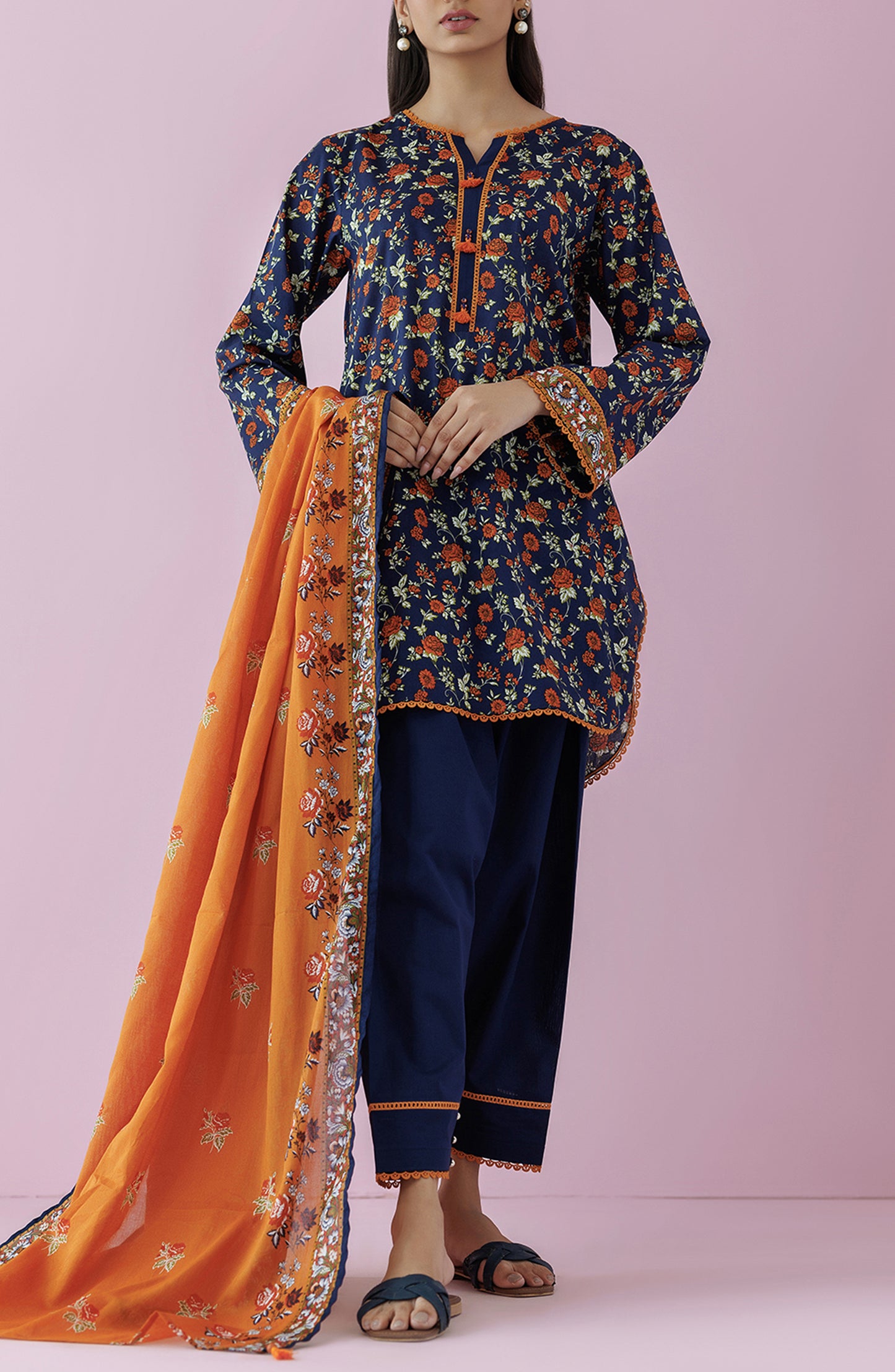 Unstitched 2 Piece Printed Lawn Shirt and Lawn Dupatta (NRDS-24-001/U BLUE)