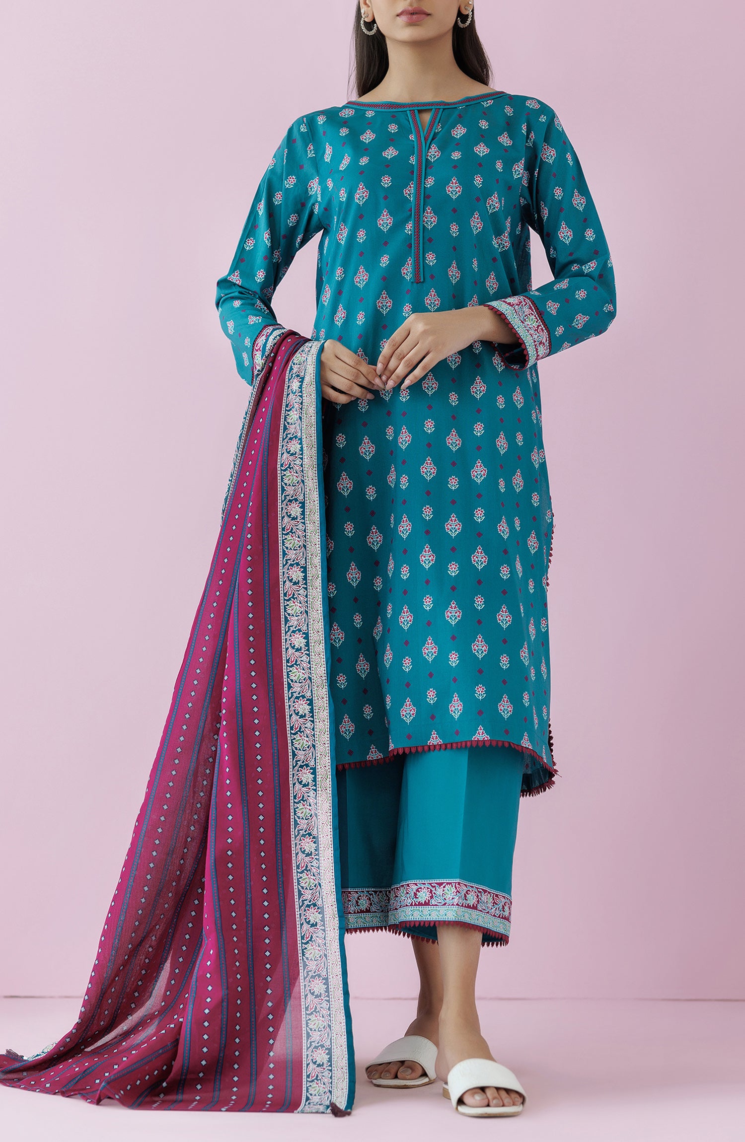 OTL-24-352/U TEAL LAWN Women UNSTITCHED SHIRT DUPATTA PANTS