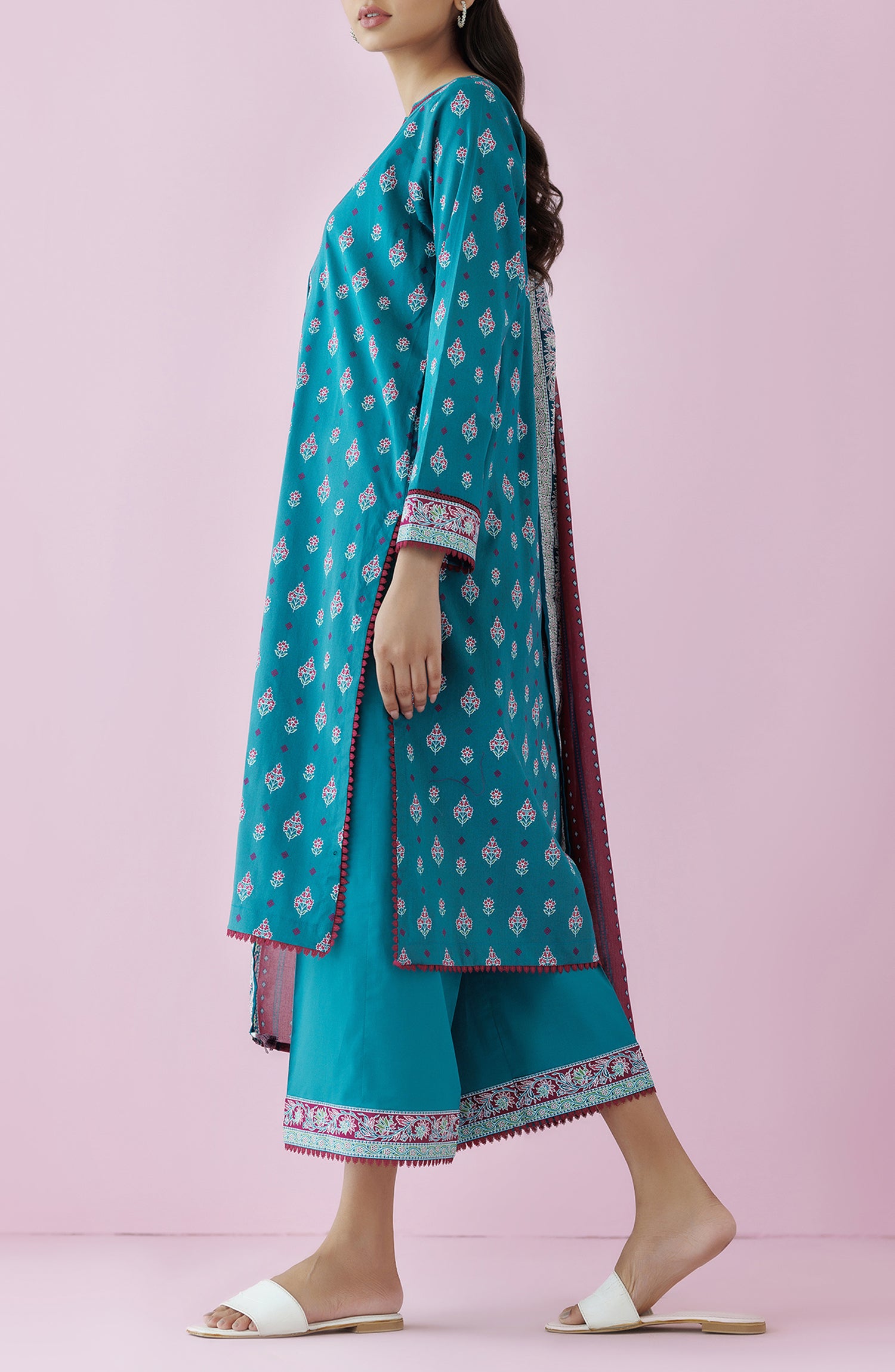 OTL-24-352/U TEAL LAWN Women UNSTITCHED SHIRT DUPATTA PANTS