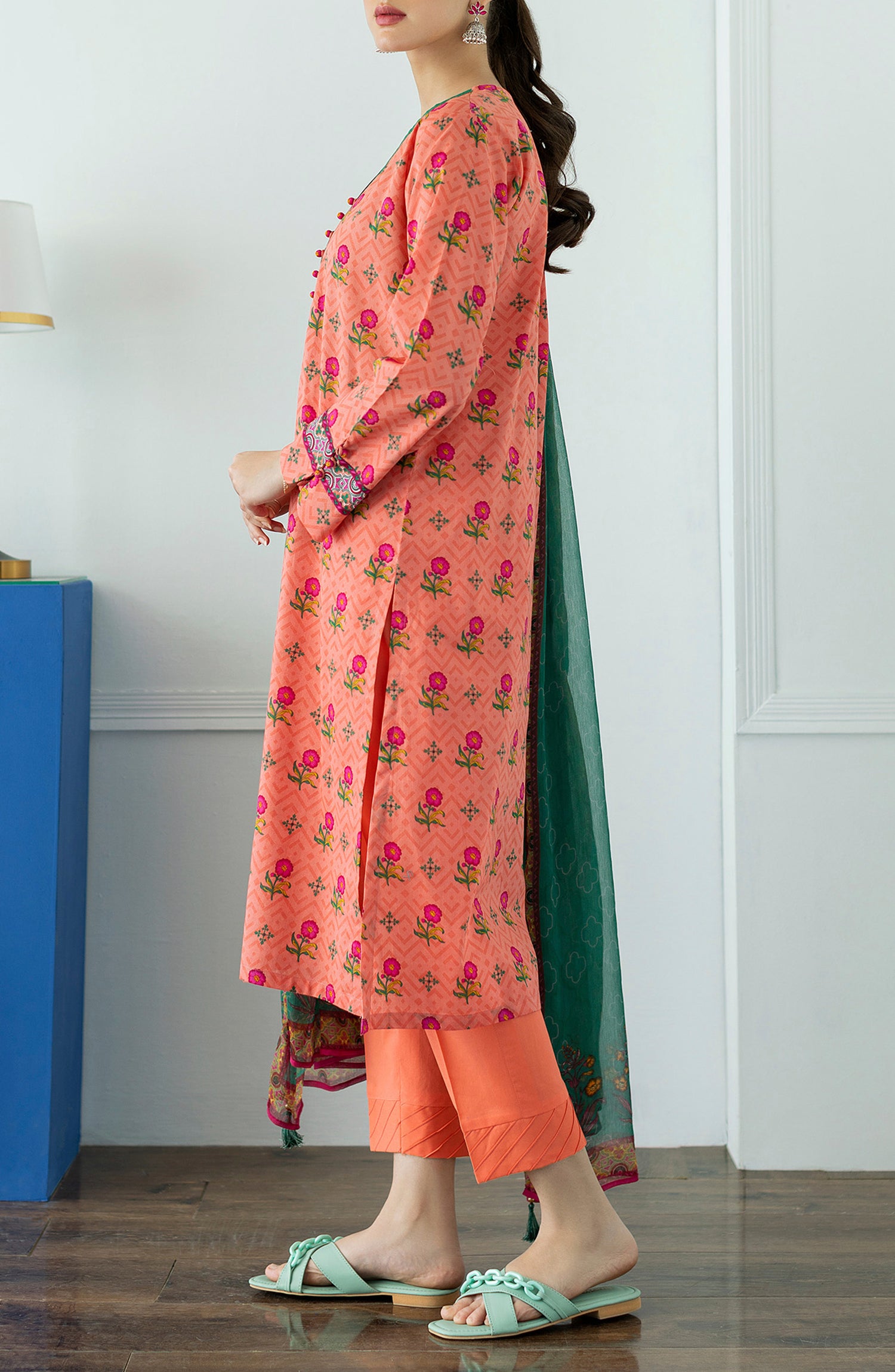 OTL-23-060/U PEACH LAWN  UNSTITCHED SHIRT DUPATTA PANTS