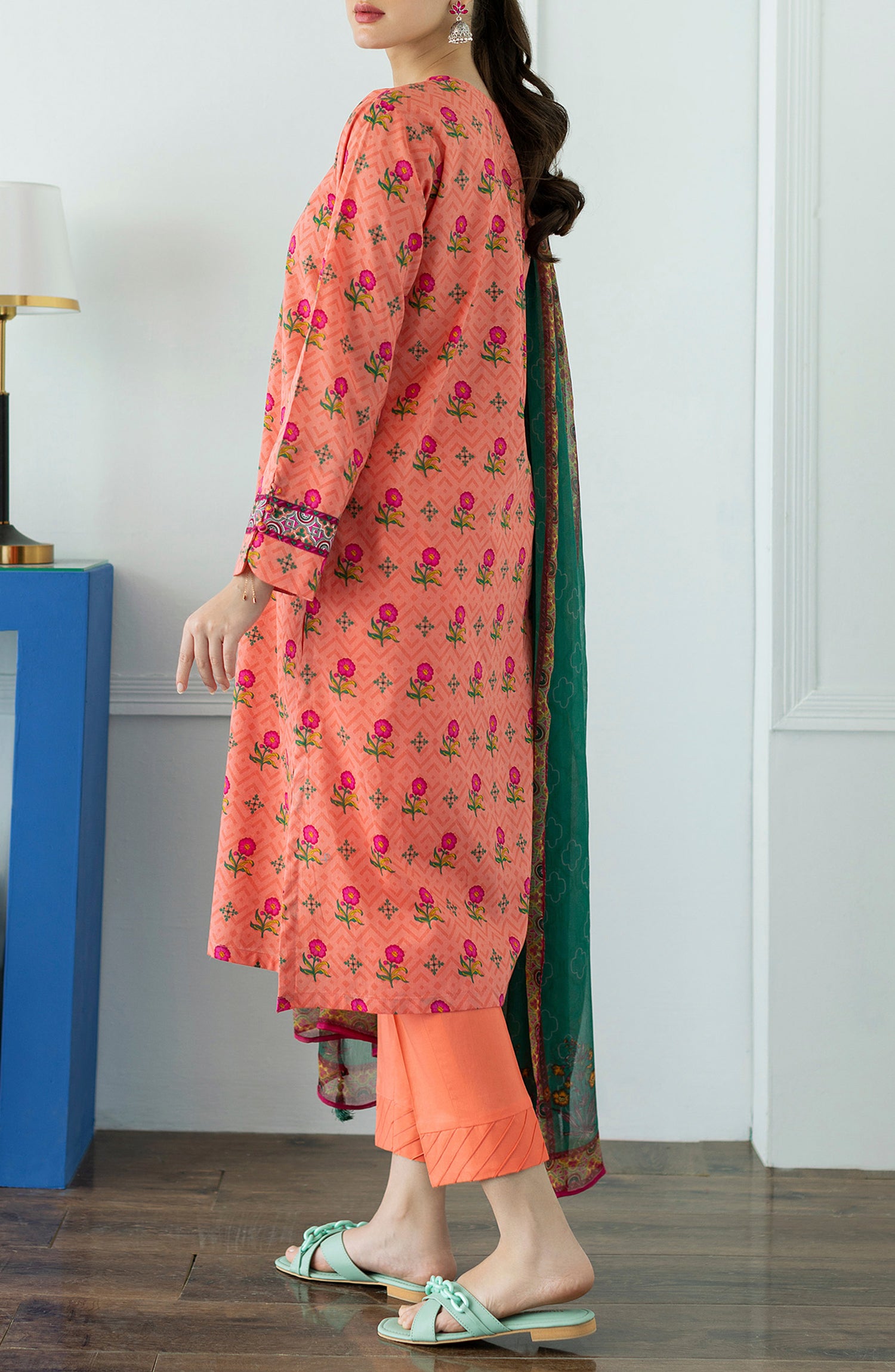 OTL-23-060/U PEACH LAWN  UNSTITCHED SHIRT DUPATTA PANTS